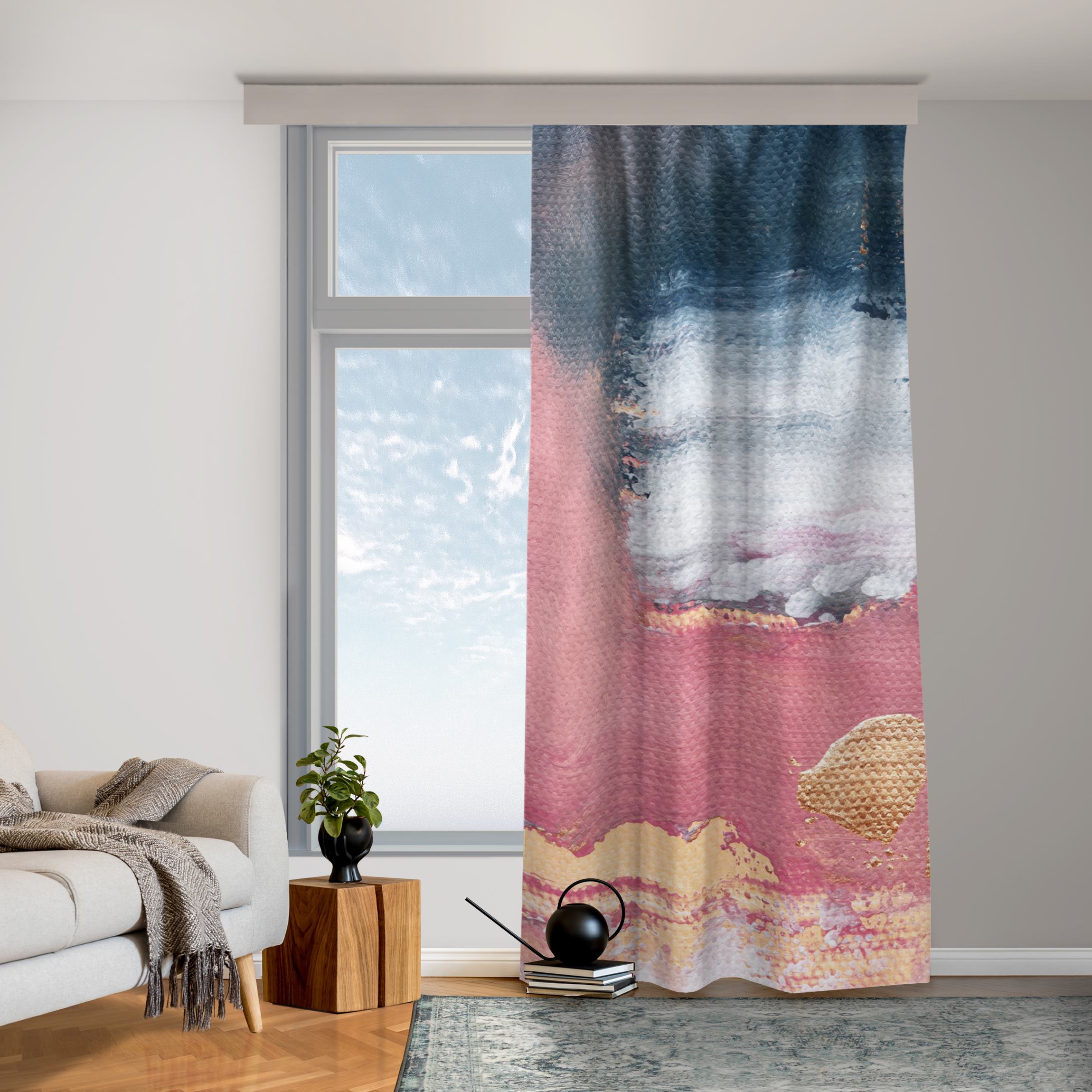 Vorhang Rosa Sturm mit Gold