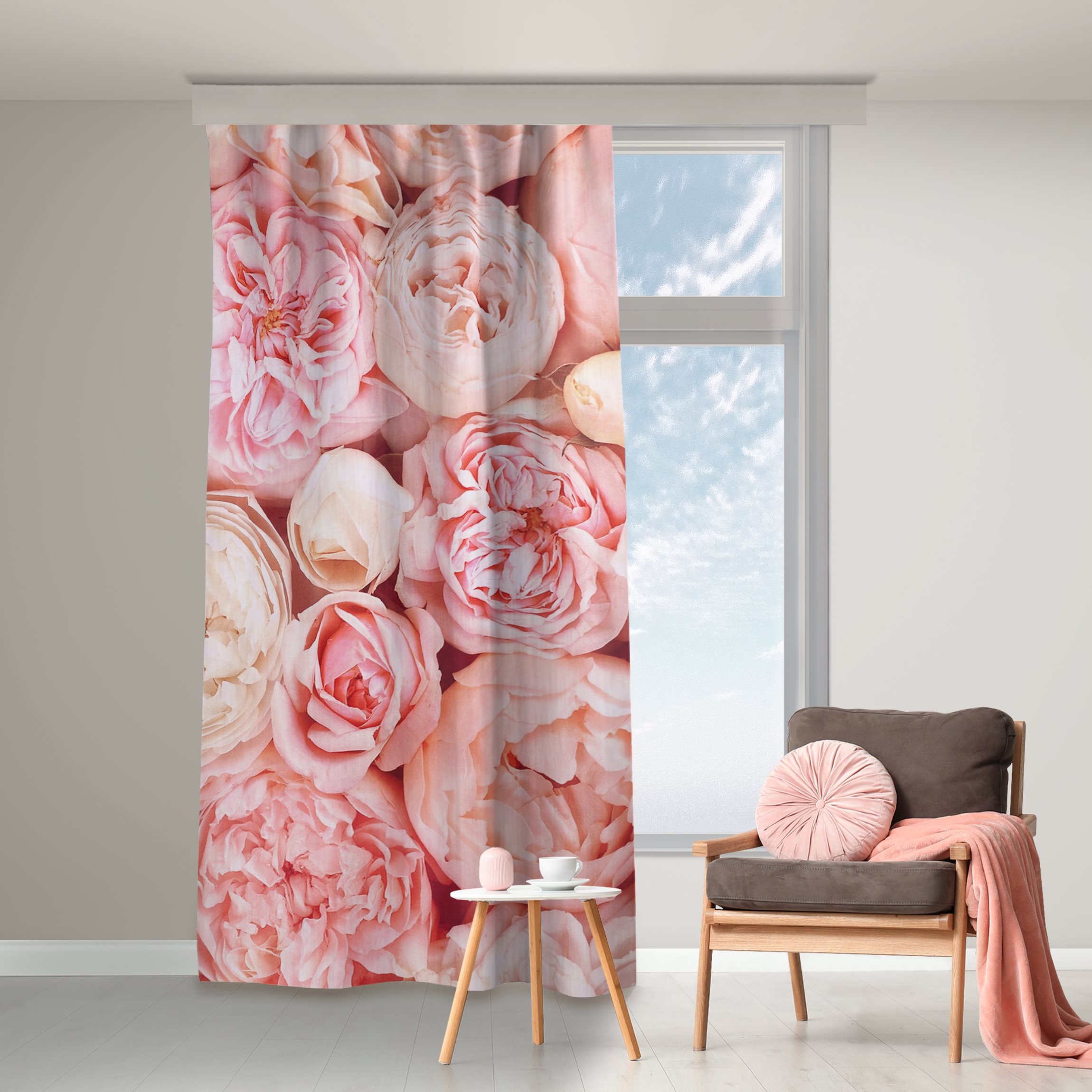 Vorhang Rosen Rosé Koralle Shabby
