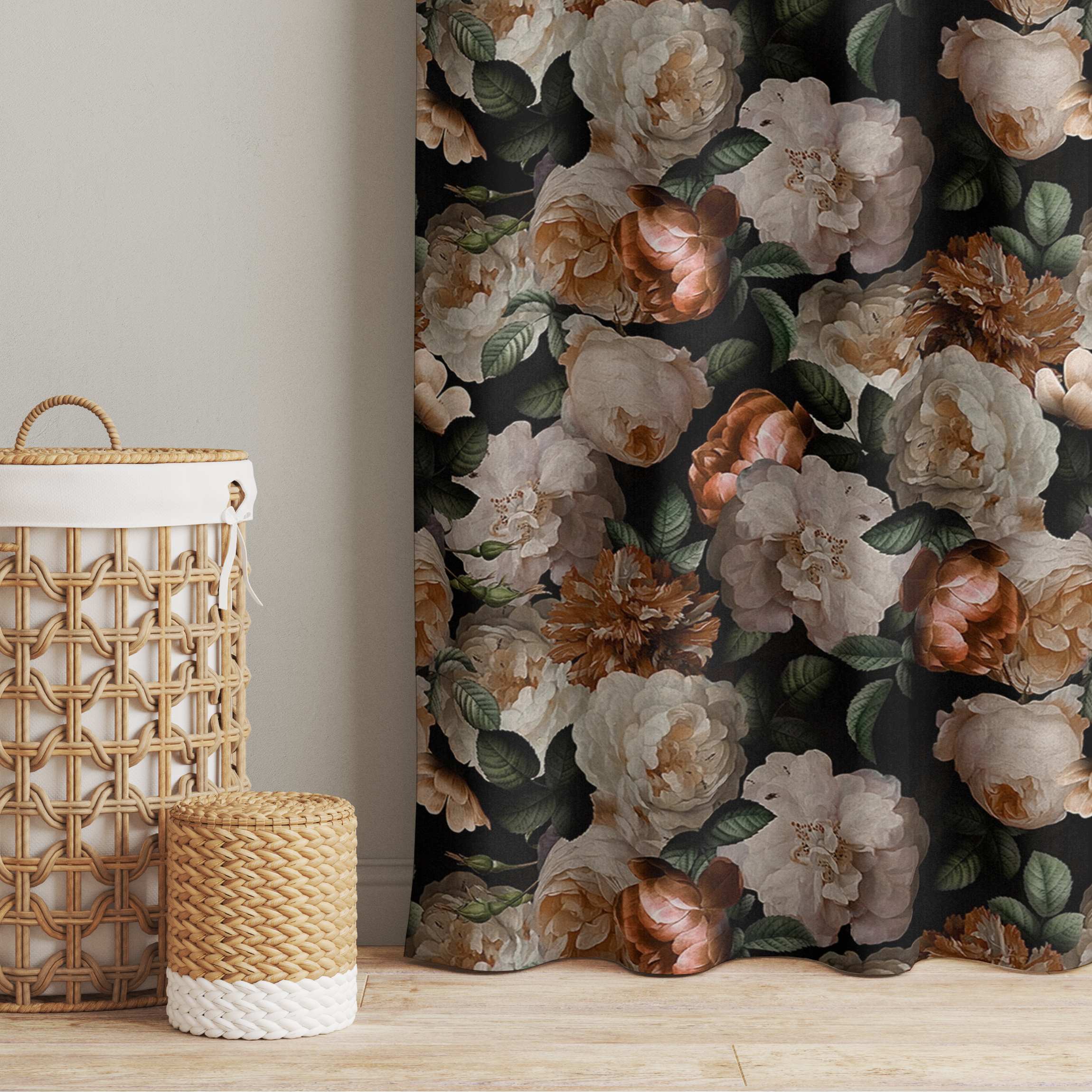 Vorhang Rote Rosen mit Weißen Rosen