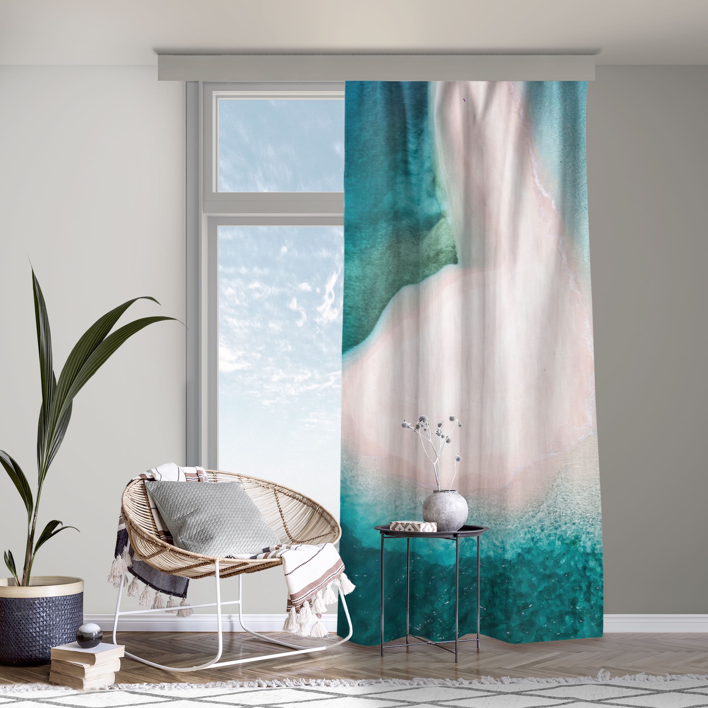 Vorhang Sandbank im Ozean