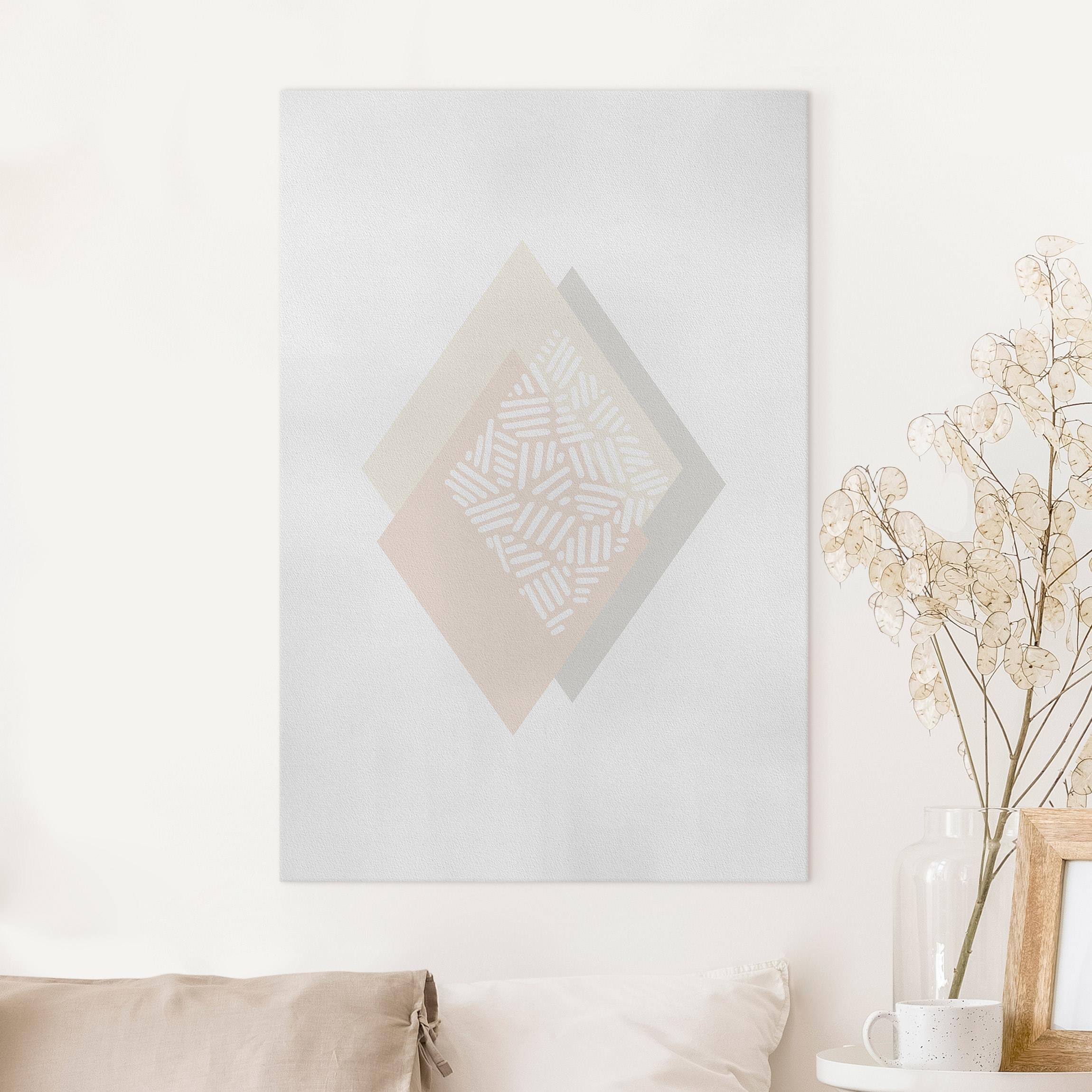 Leinwandbild Sanfte Farben Geometrie Karo