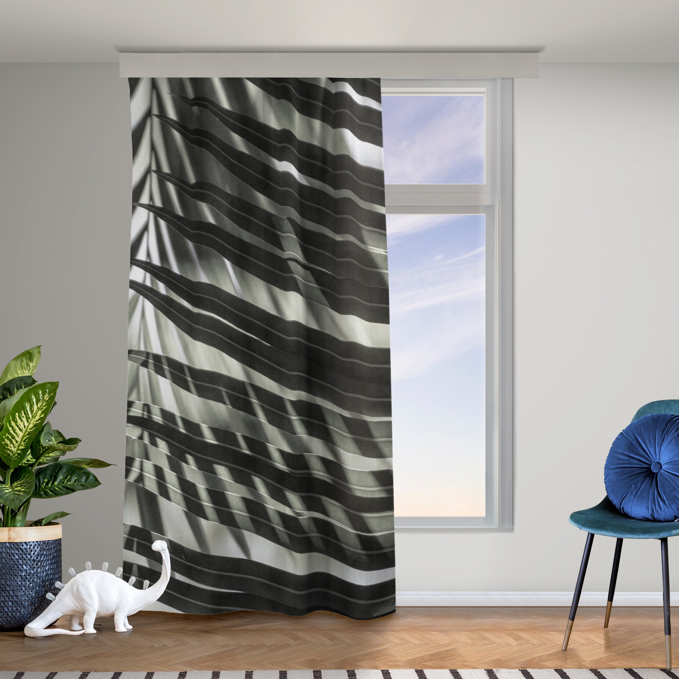 Vorhang Schattenspiel auf Palmenwedel