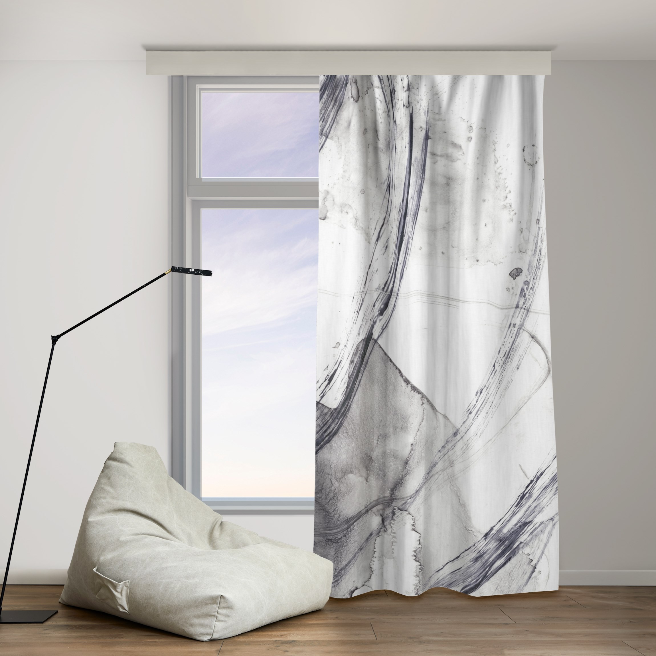 Vorhang Sonar Schwarz Weiß I
