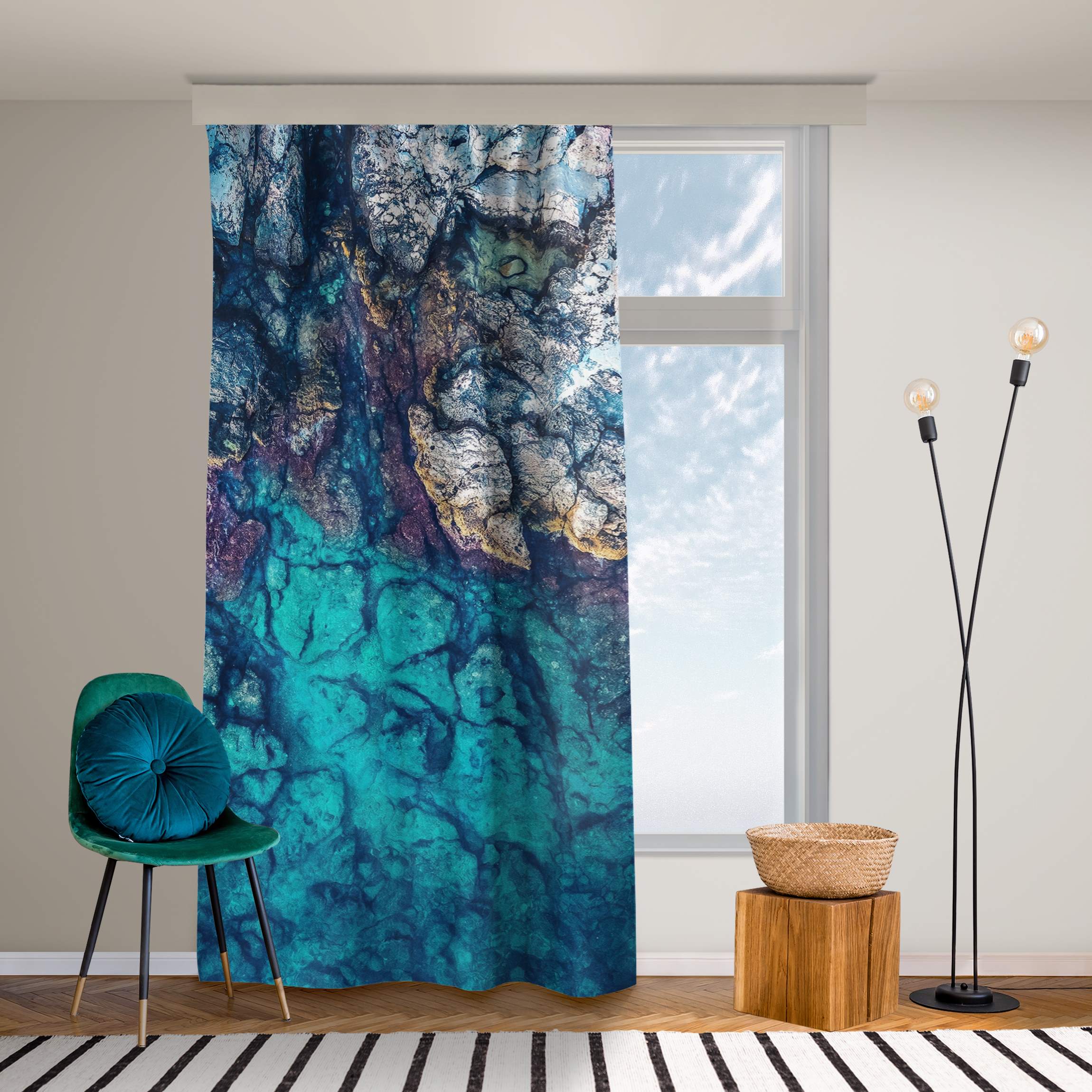 Vorhang Top View Farbige Felsenküste