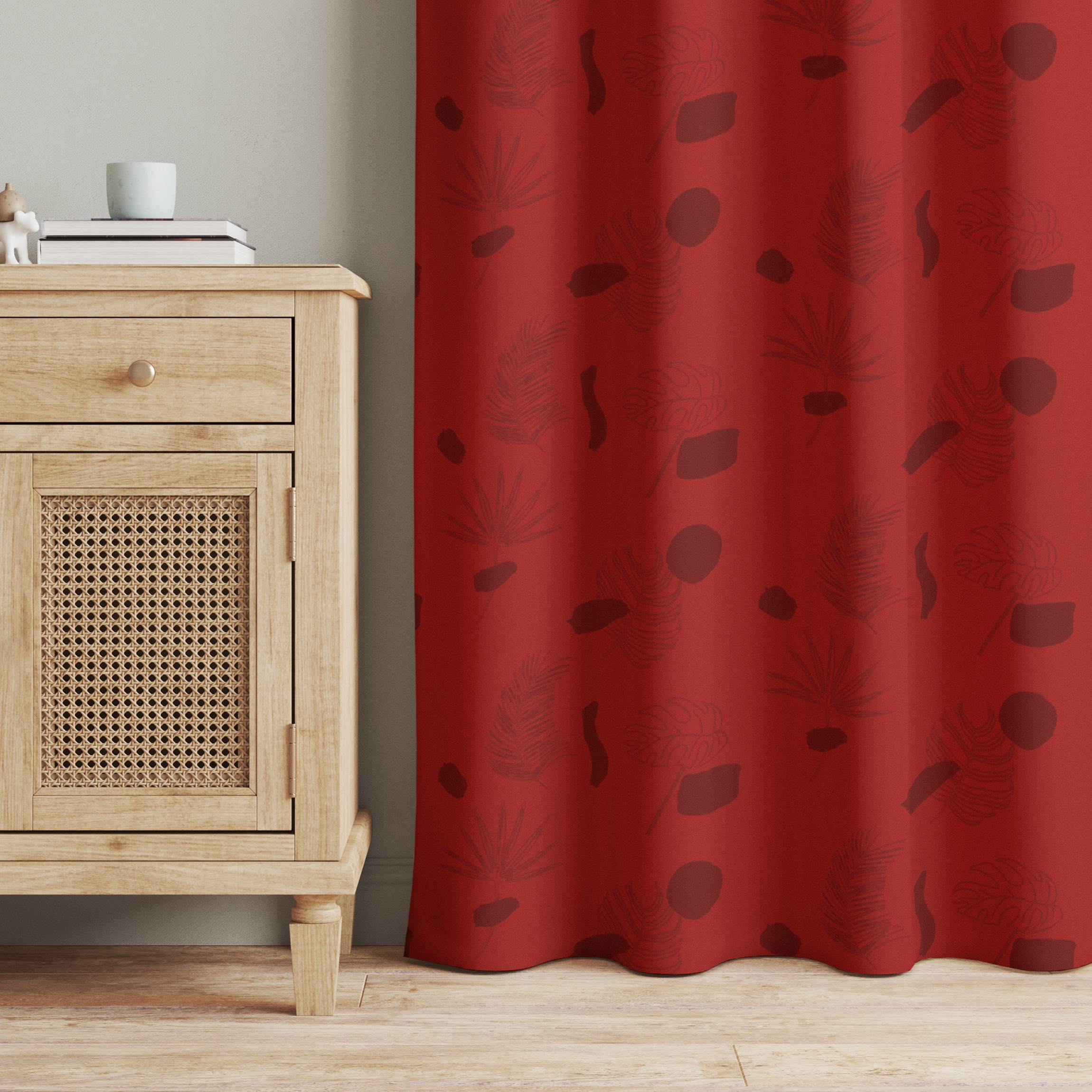 Vorhang Tropische Blätter Muster - Rot