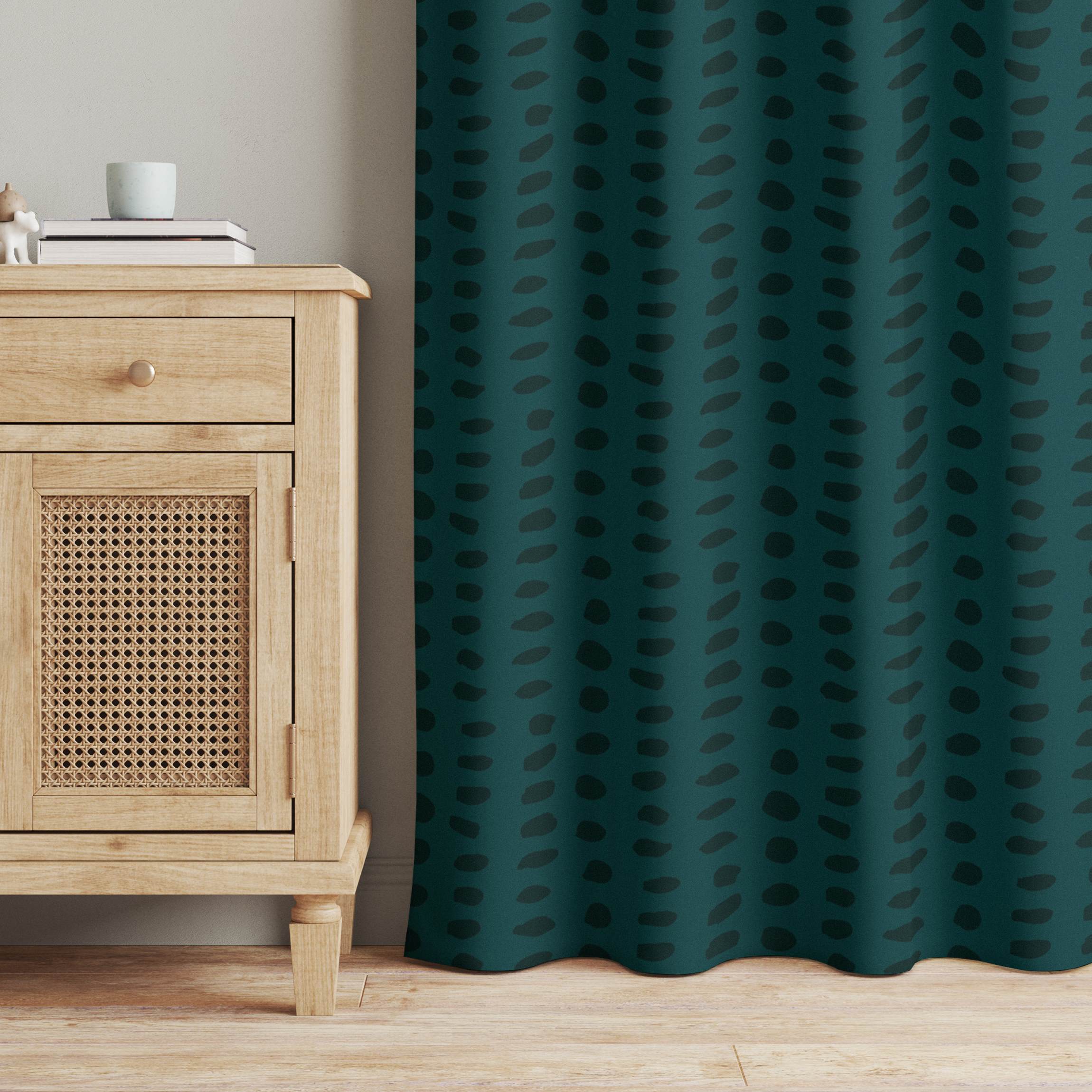 Vorhang Ungleiche Punkte Muster - Dunkle Jade