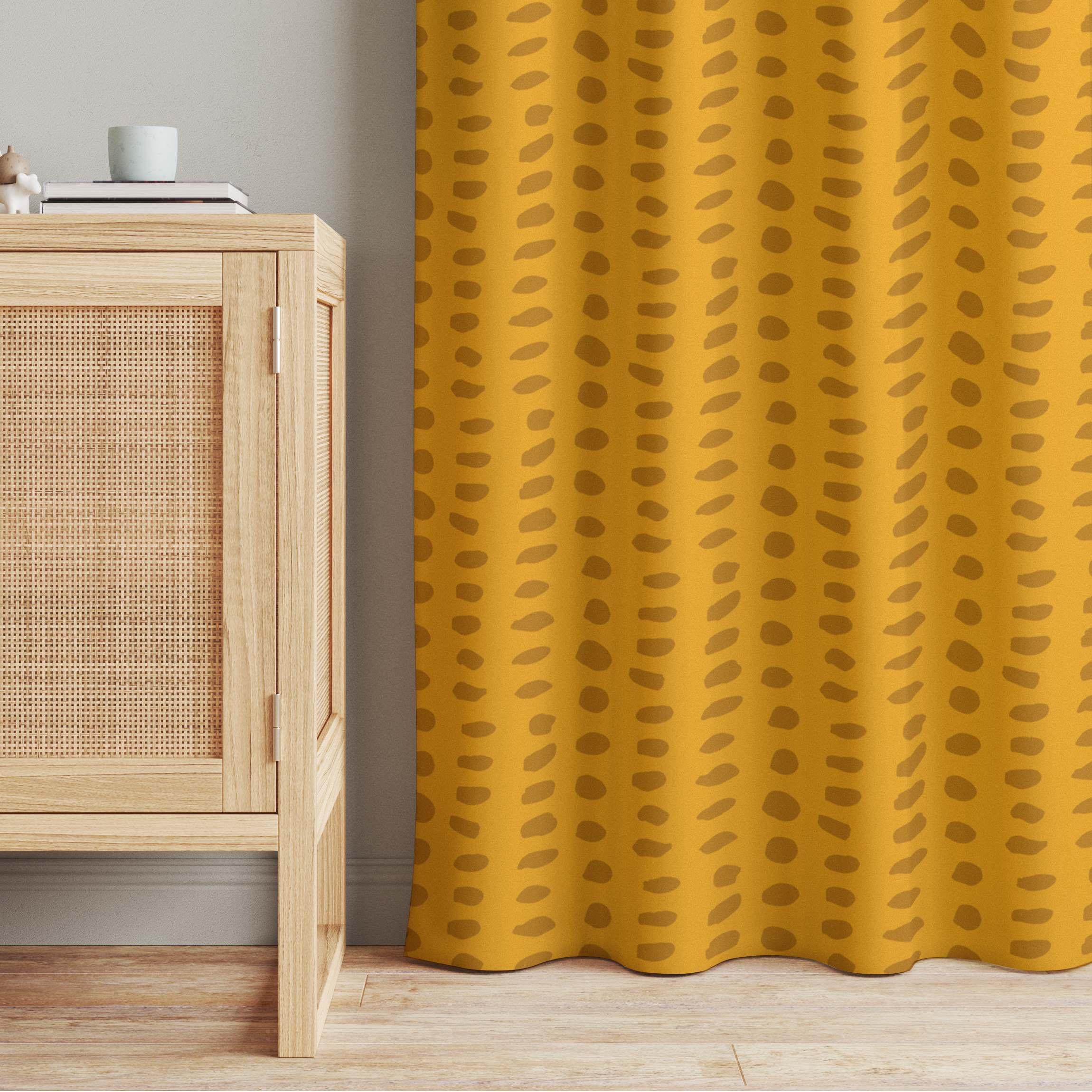 Vorhang Ungleiche Punkte Muster - Warmes Gelb
