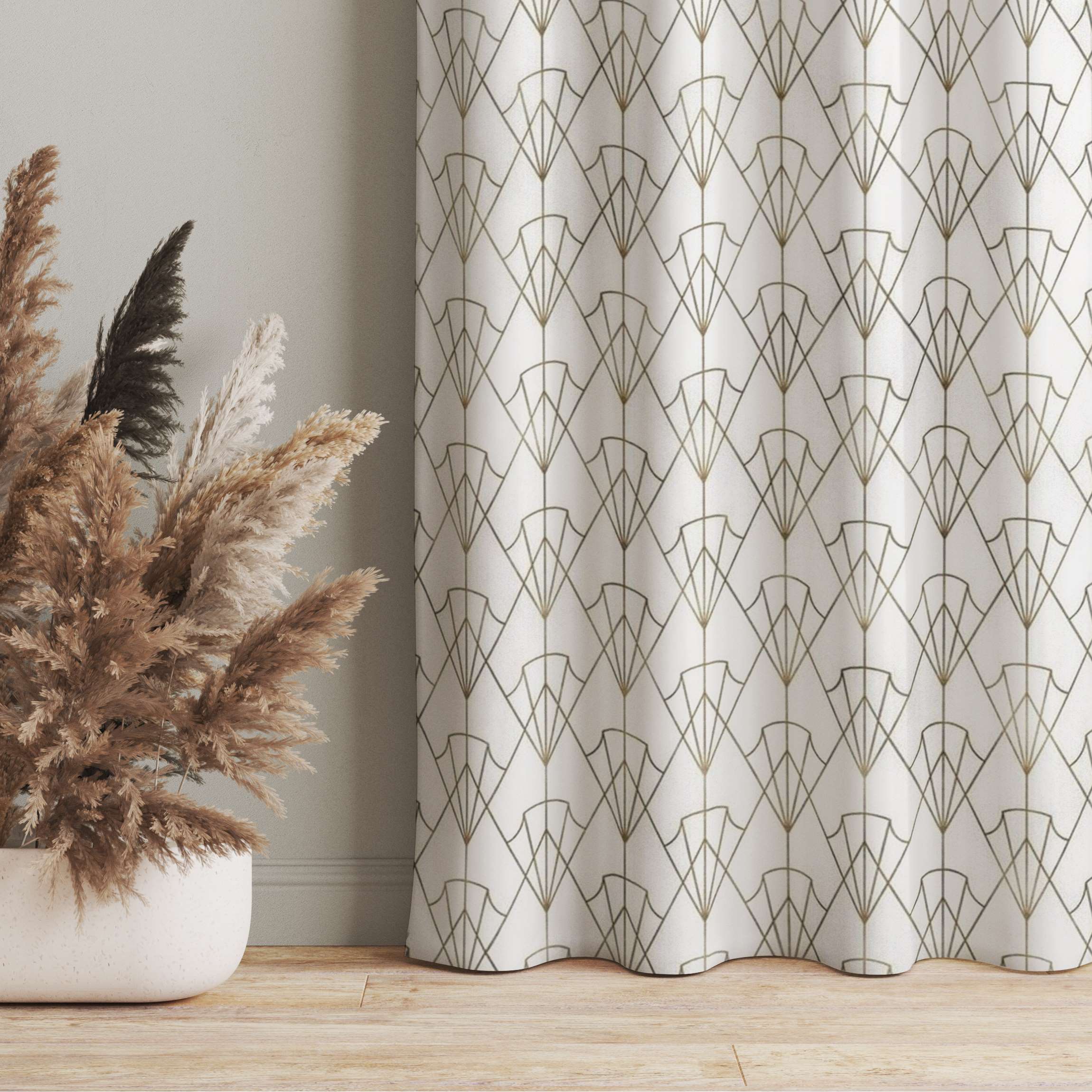 Vorhang Vintage Art Deco Muster Pfeile XXL