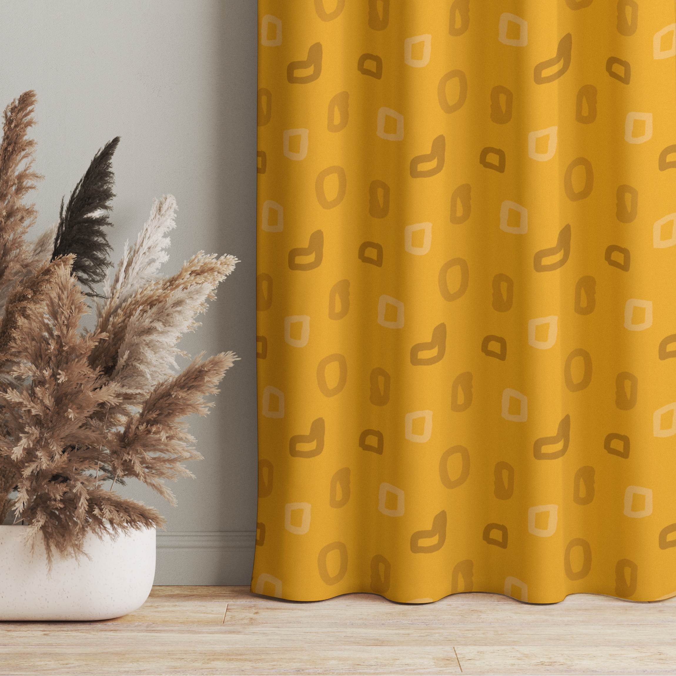 Vorhang Vintage Punkte - Warmes Gelb