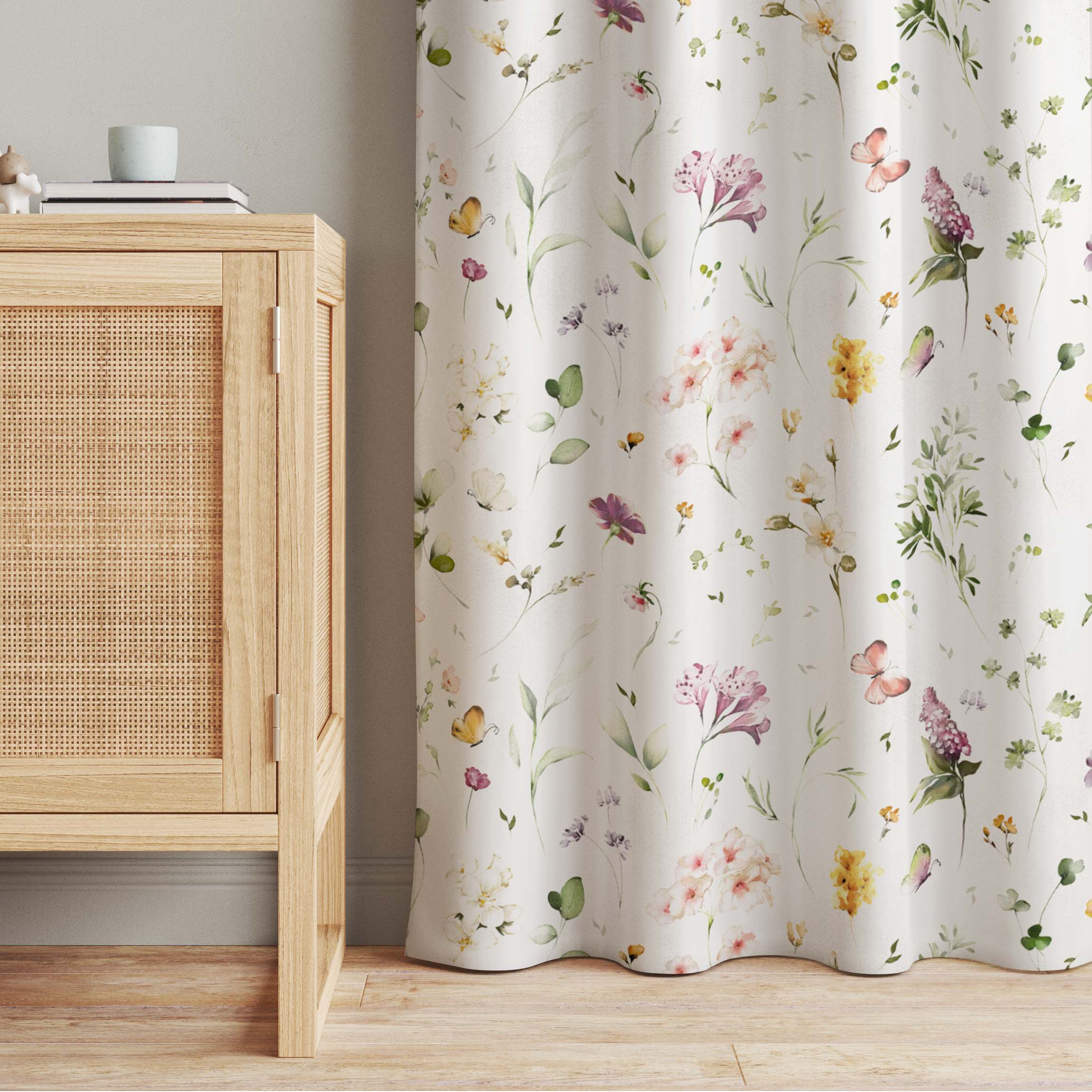 Vorhang Wildblumen Aquarell Muster