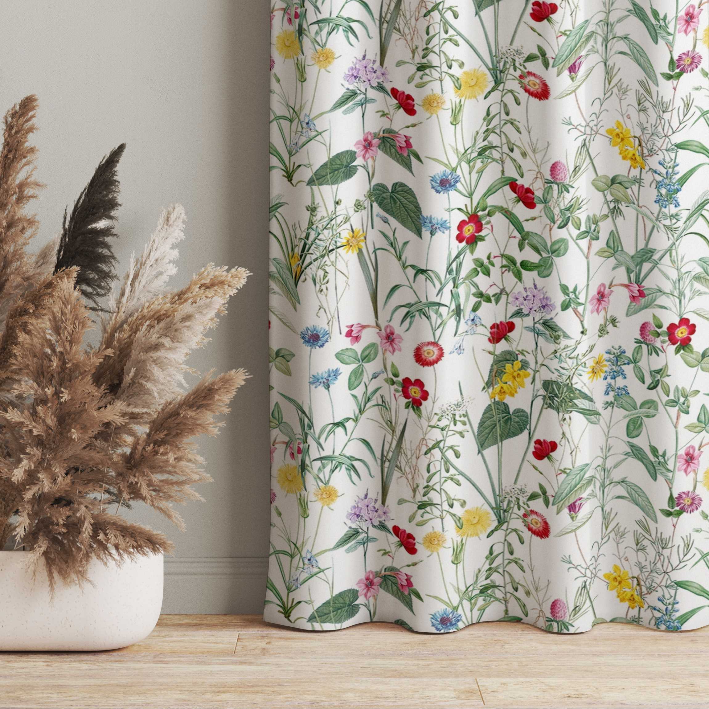 Vorhang Wildblumen auf Weiß