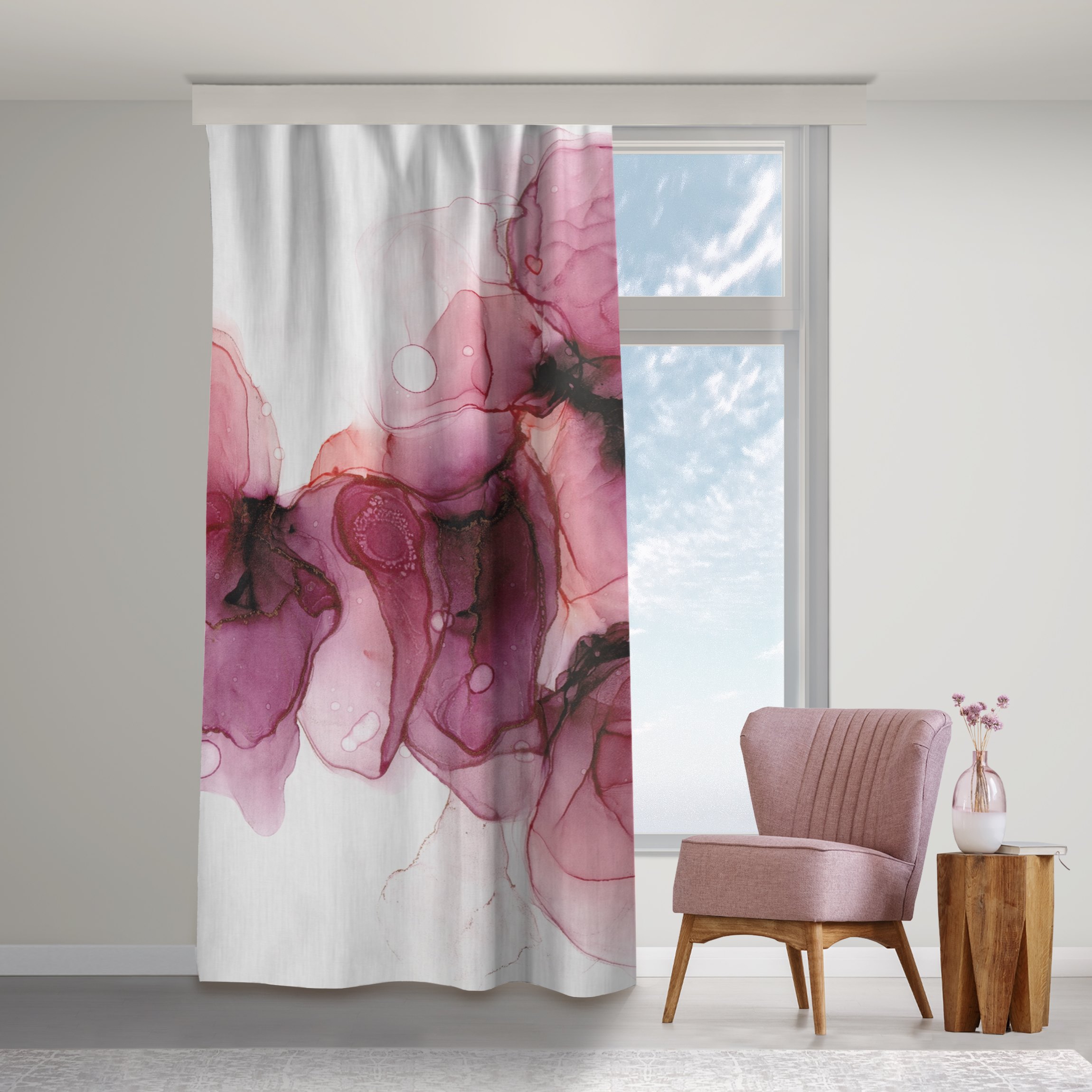 Vorhang Wilde Blüten in Violett und Gold