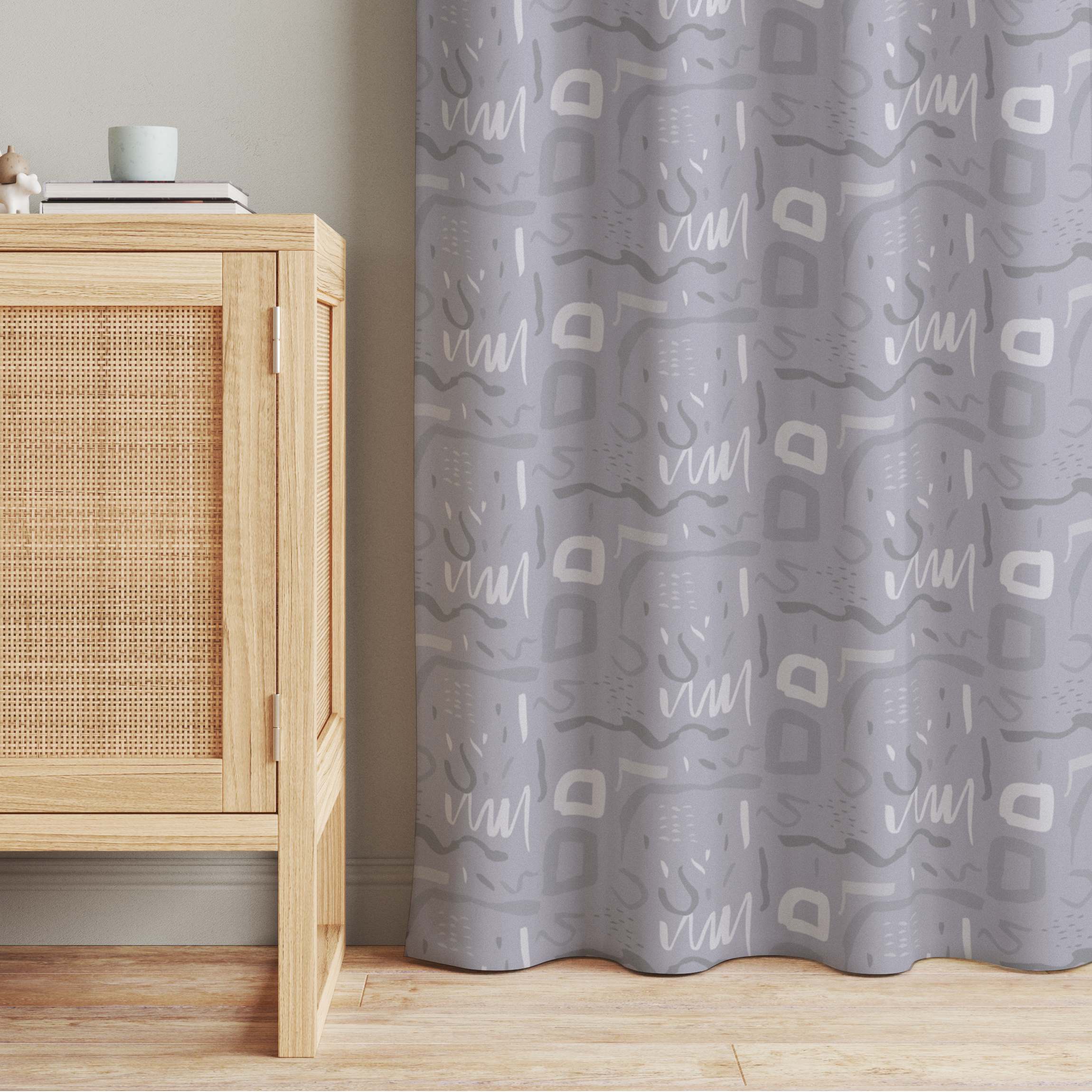 Vorhang Wildes Retro Muster - Pastell graues Violett