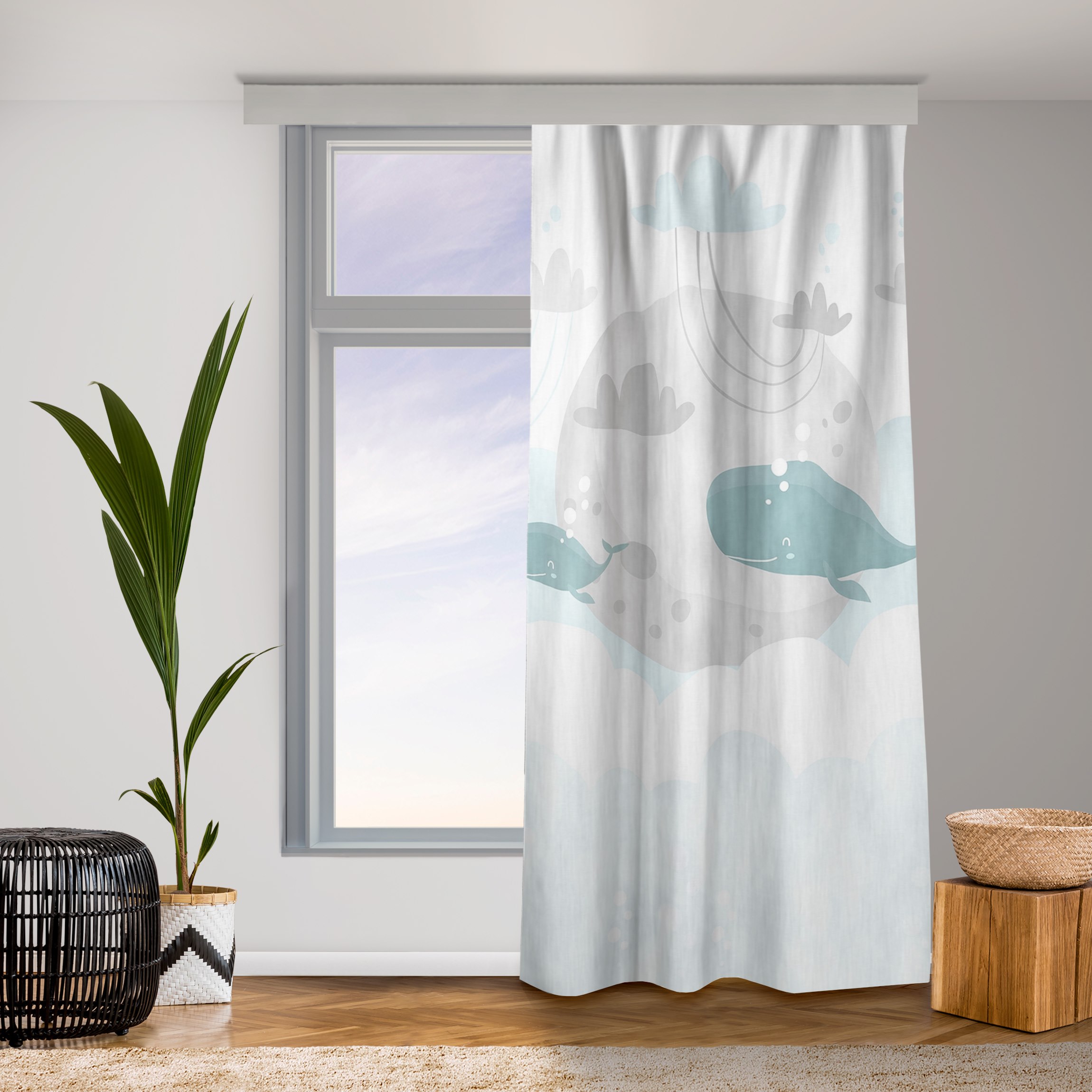 Vorhang Wolken mit Wal und Schloss