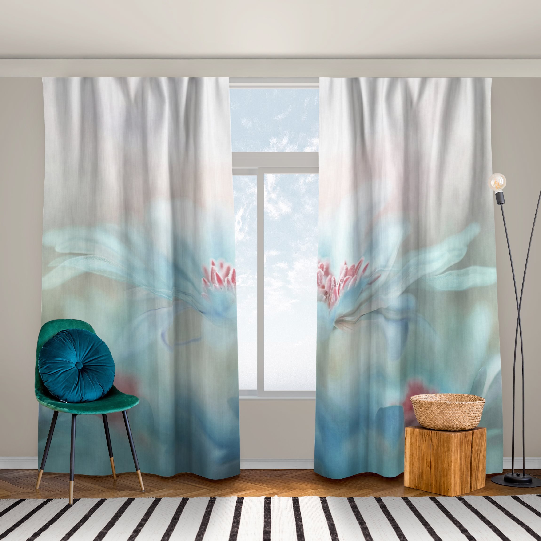 Vorhang Zarte Blüten in Pastell
