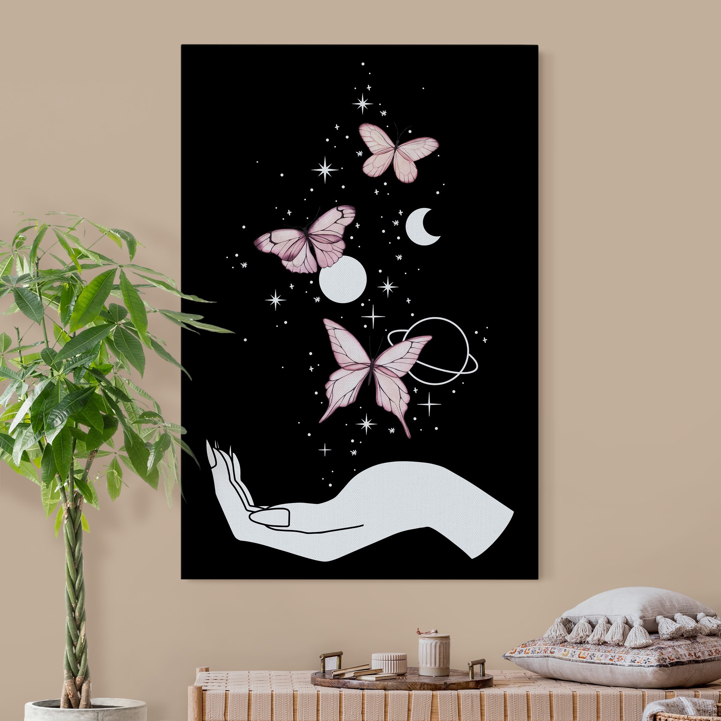 Akustikbild Zaubernde Hand - Schmetterlinge Rosa