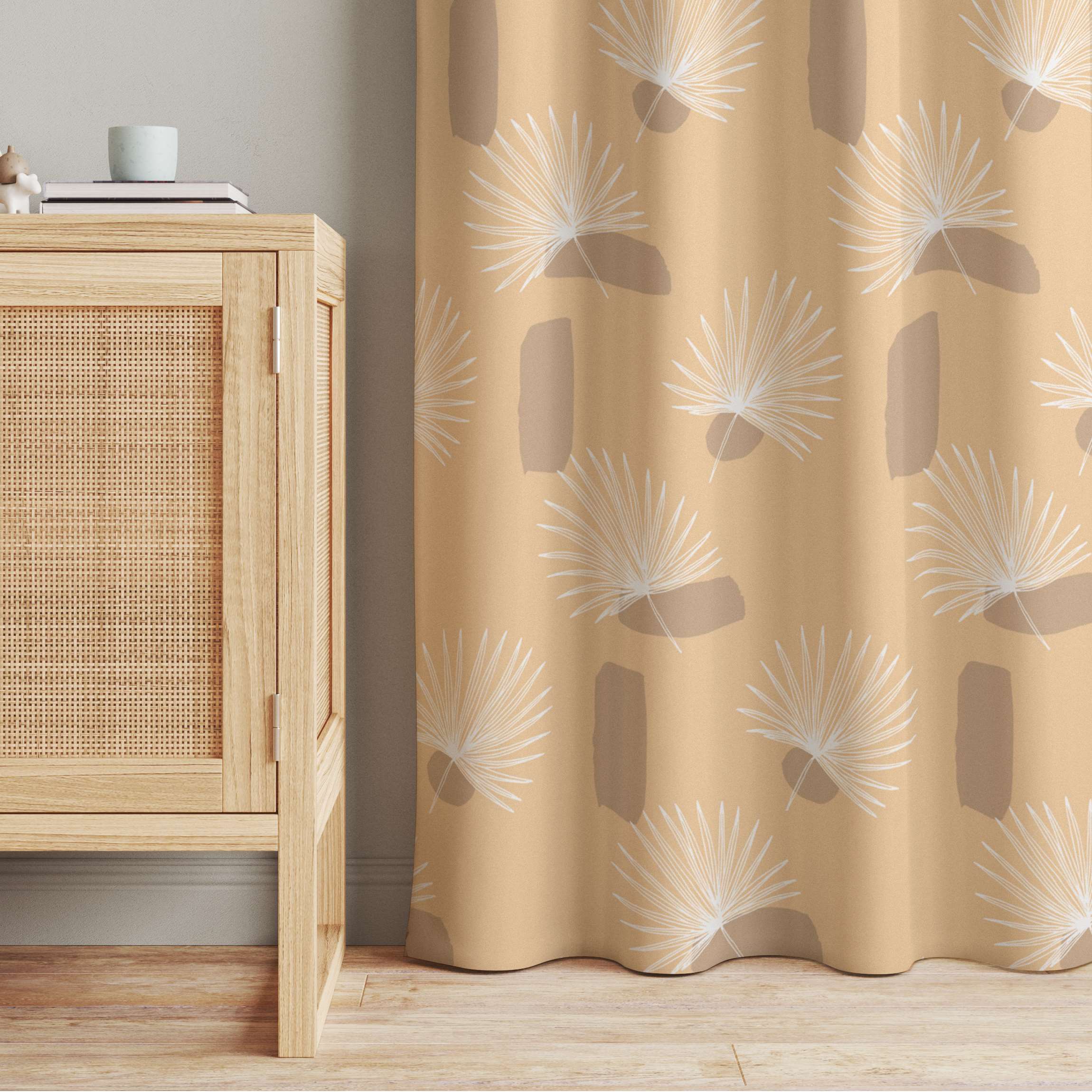 Vorhang Zwergpalmen Blätter - Pastell Orange
