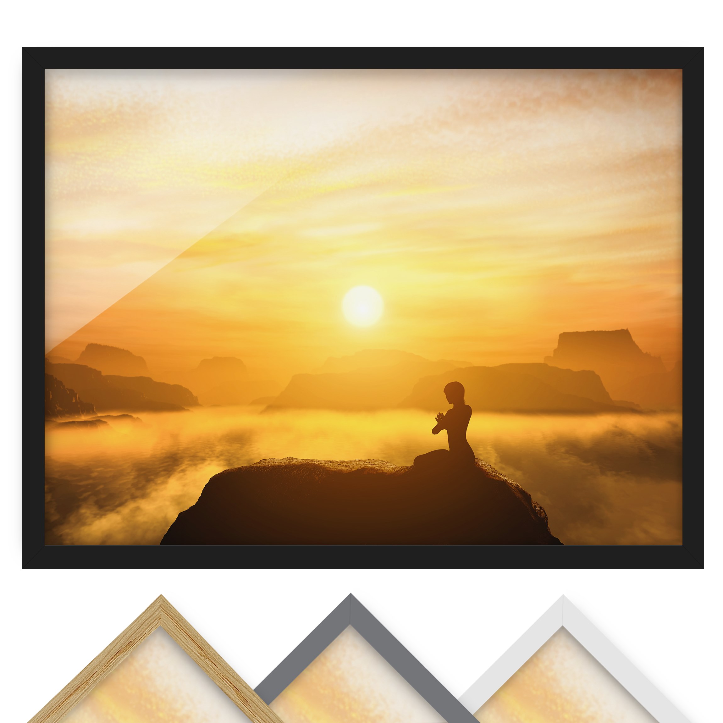 Bild mit Rahmen - Querformat Yoga Meditation