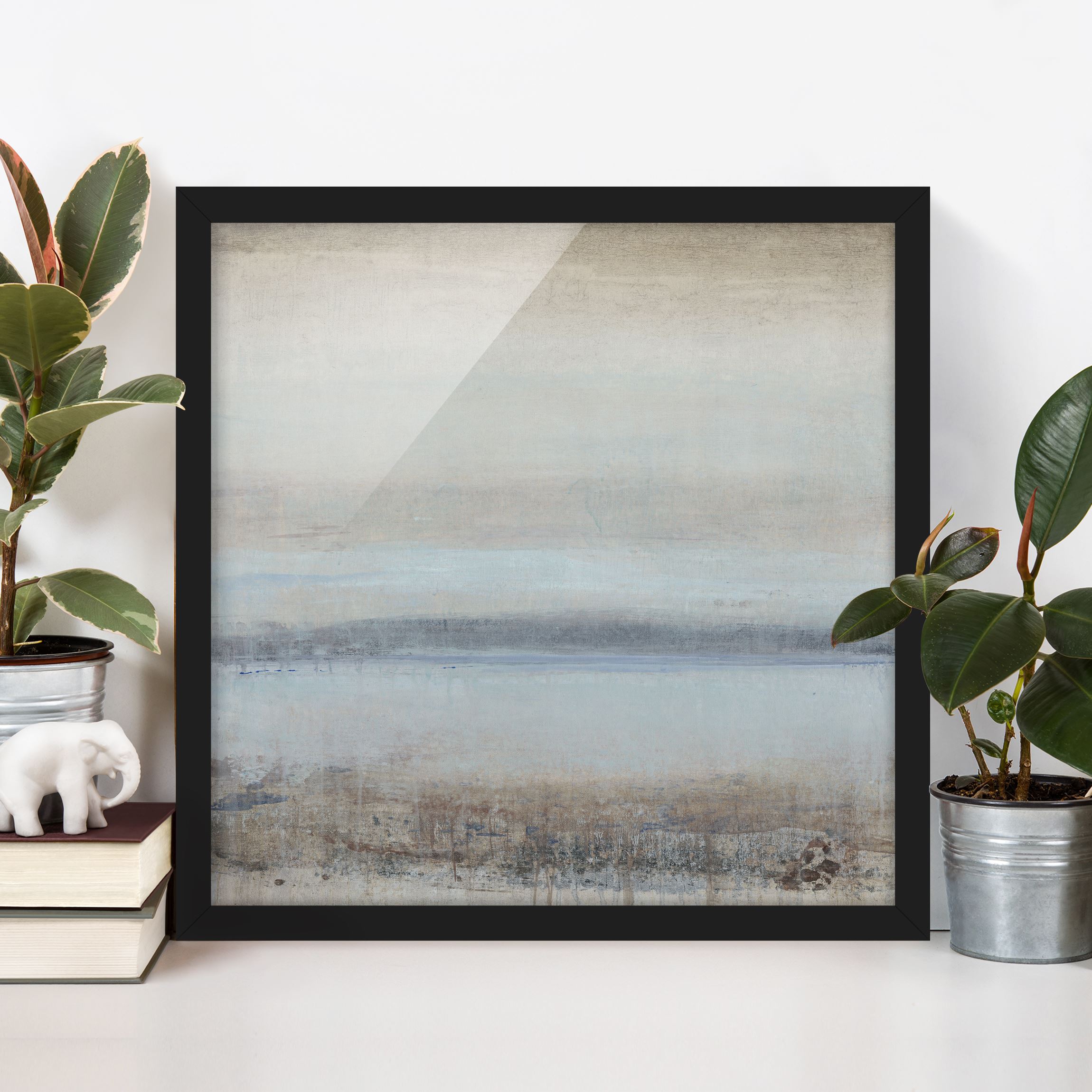 Bild mit Rahmen - Quadrat Horizont über Blau I