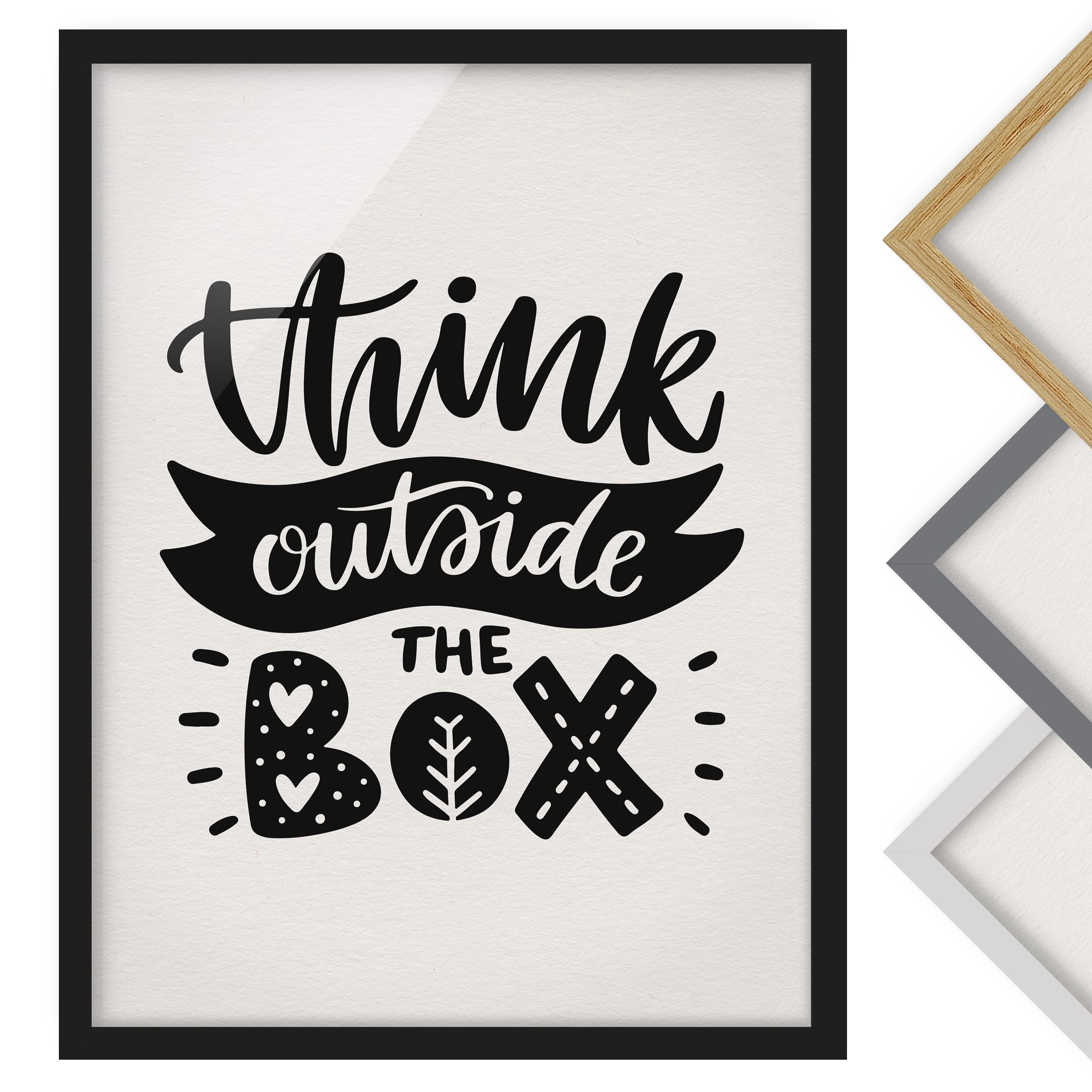 Spruch Bild mit Rahmen Think outside the box