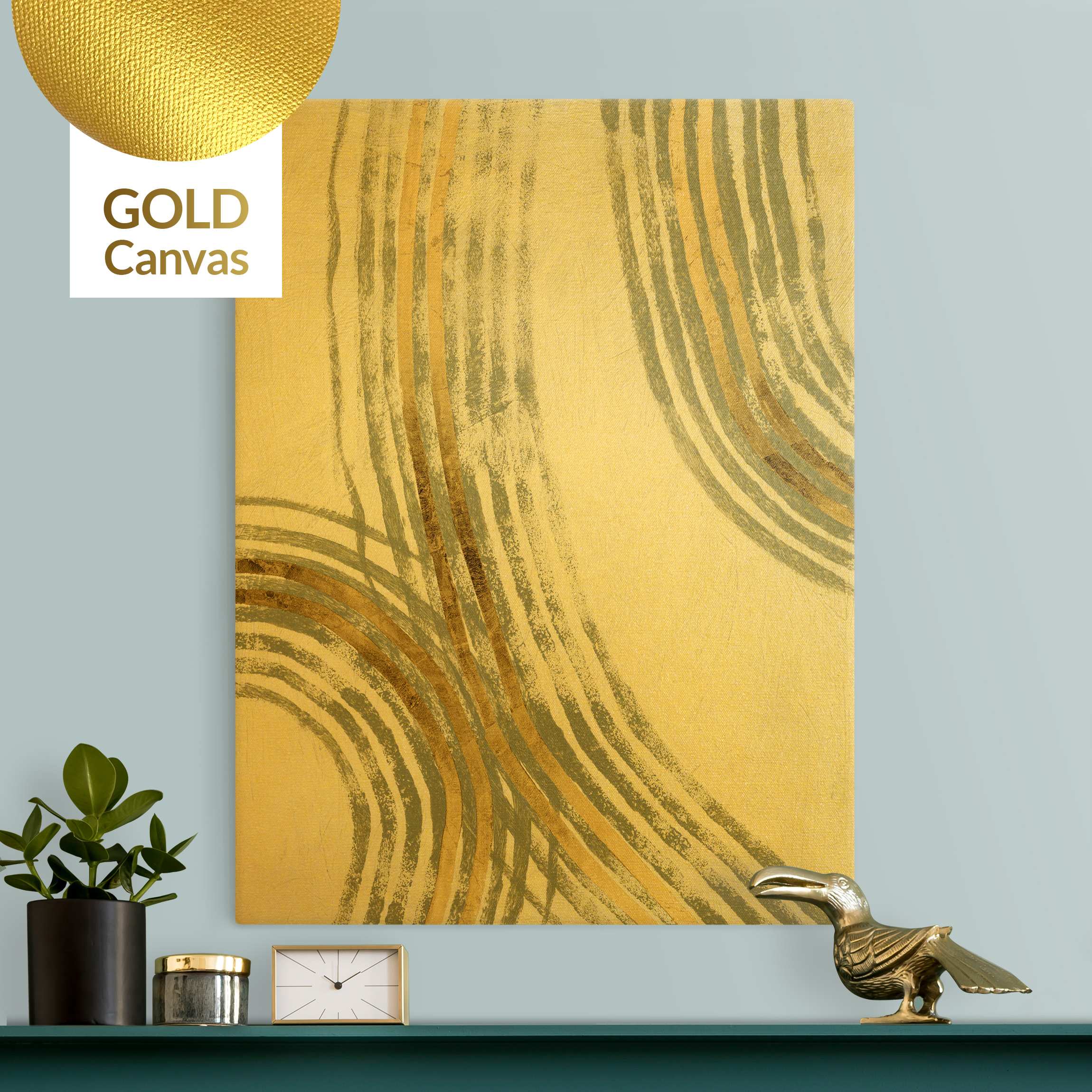 Leinwandbild Gold Ausgehende Wellen Gold II
