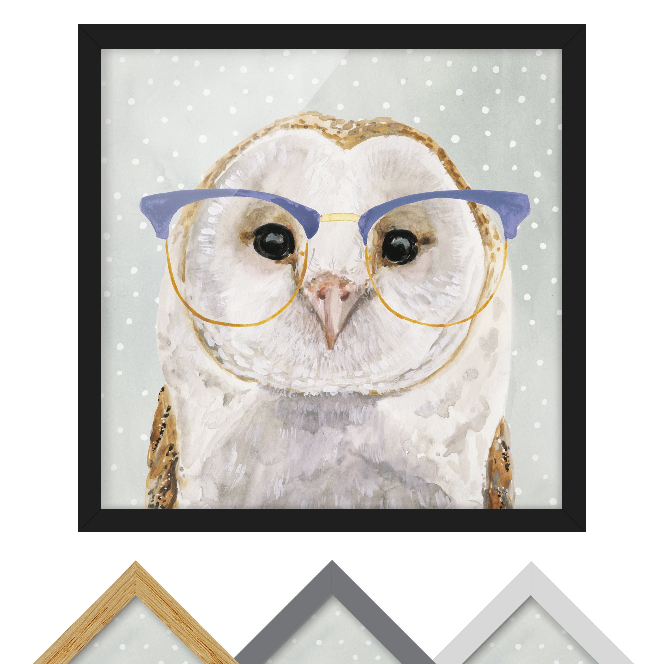 Bild mit Rahmen - Quadrat Bebrillte Tiere - Eule