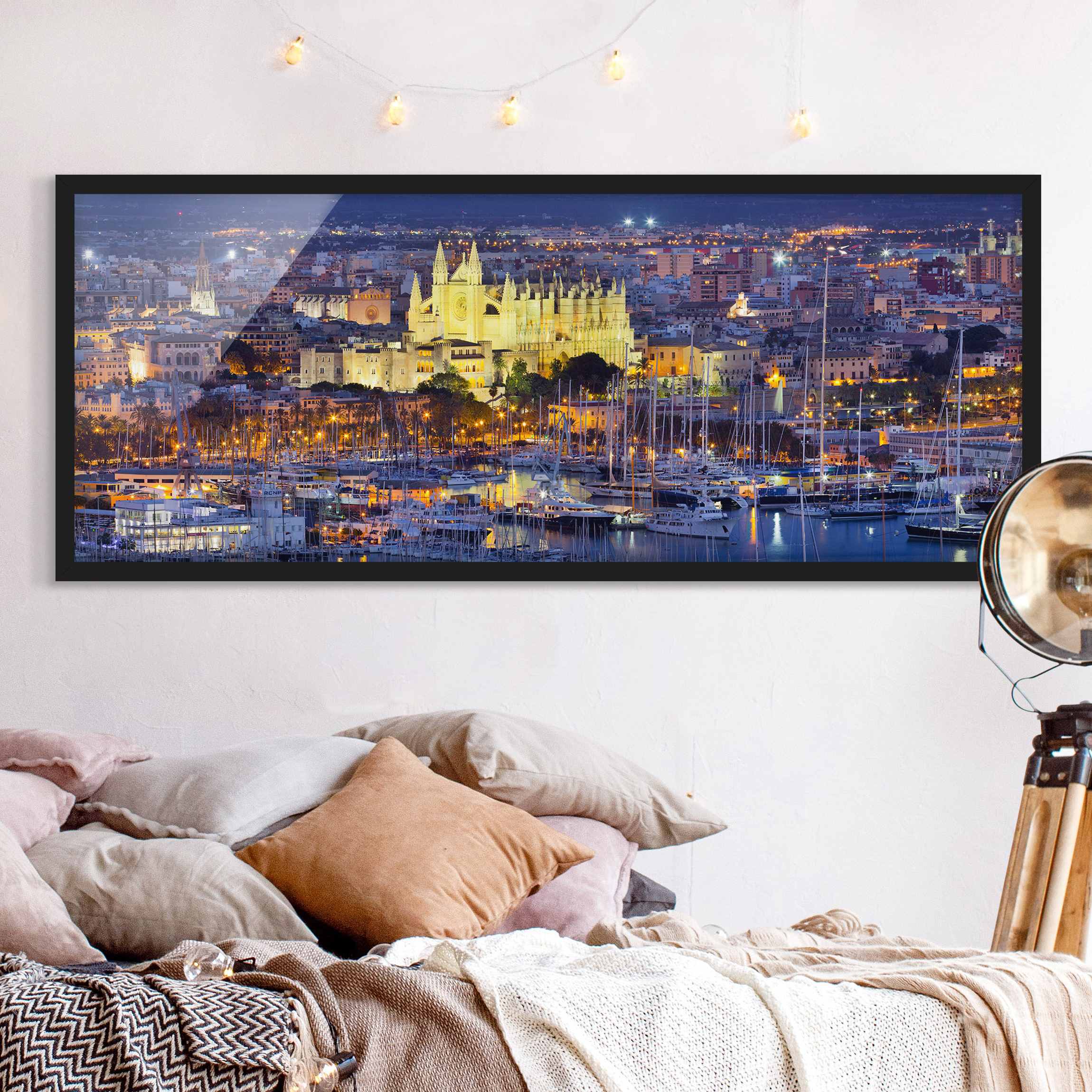 Bild mit Rahmen - Panorama Palma de Mallorca City Skyline und Hafen