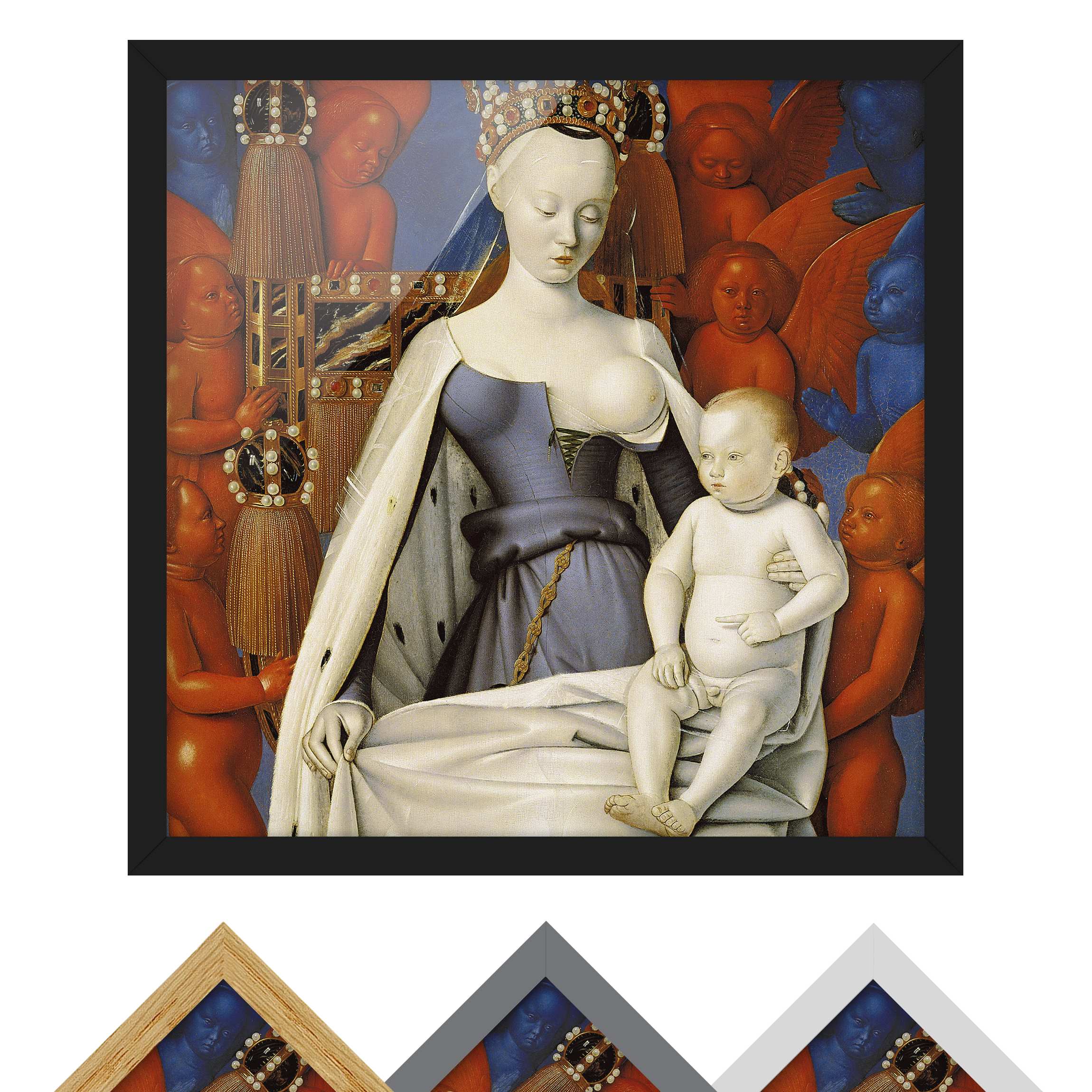 Kunstdruck mit Rahmen Jean Fouquet - Die thronende Madonna