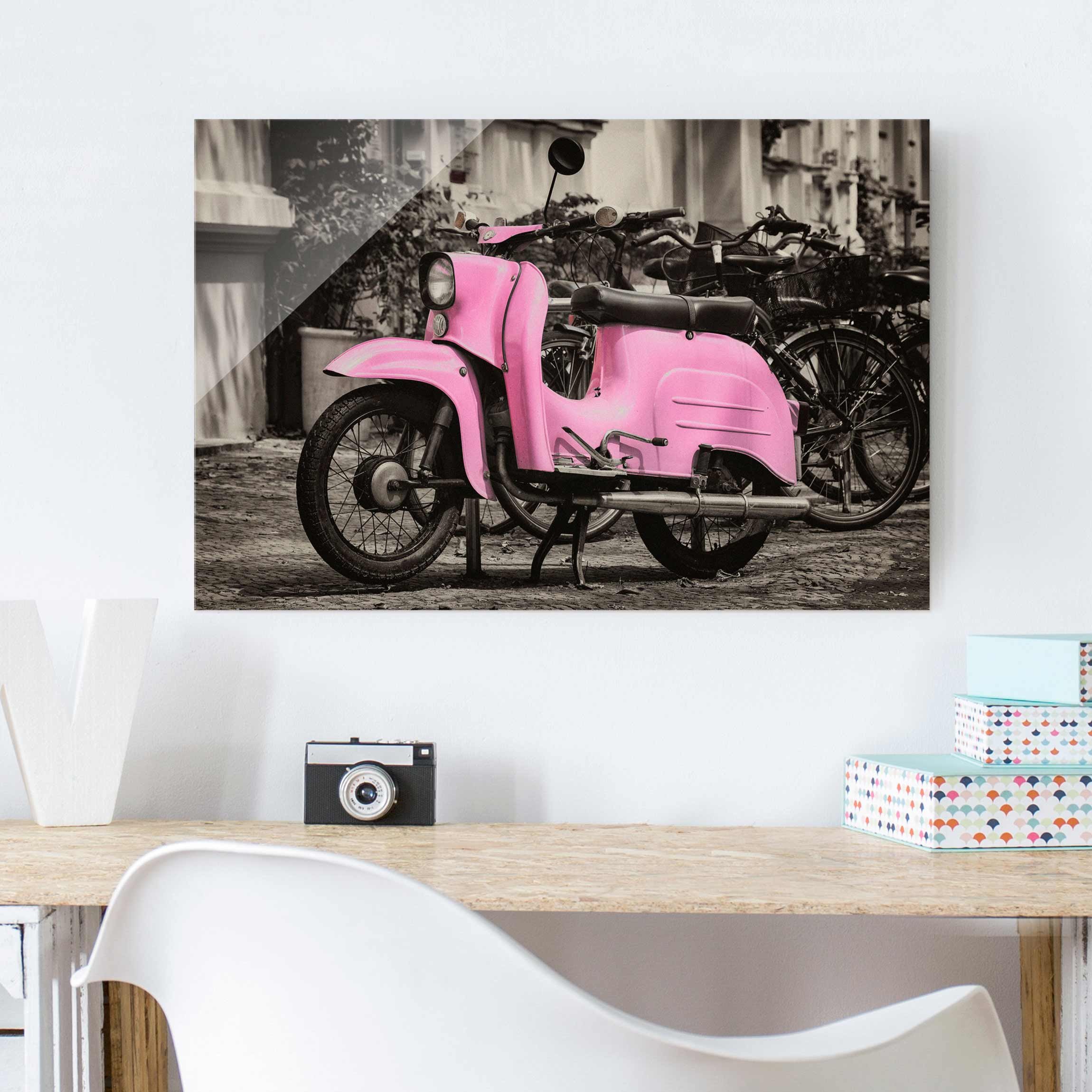 Glasbild Pinker Roller