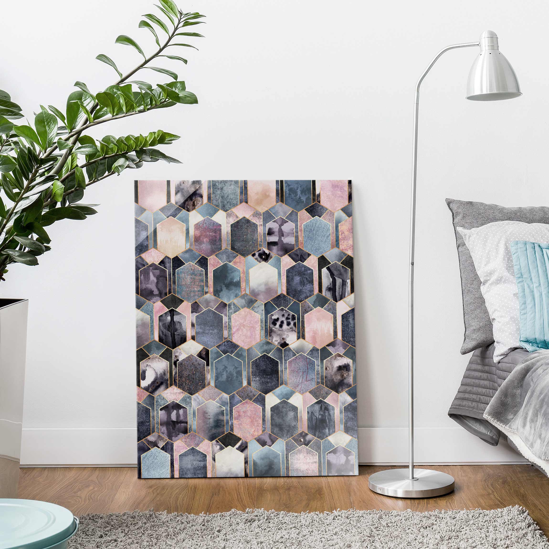 Glasbild Art Deco Marmor Gold