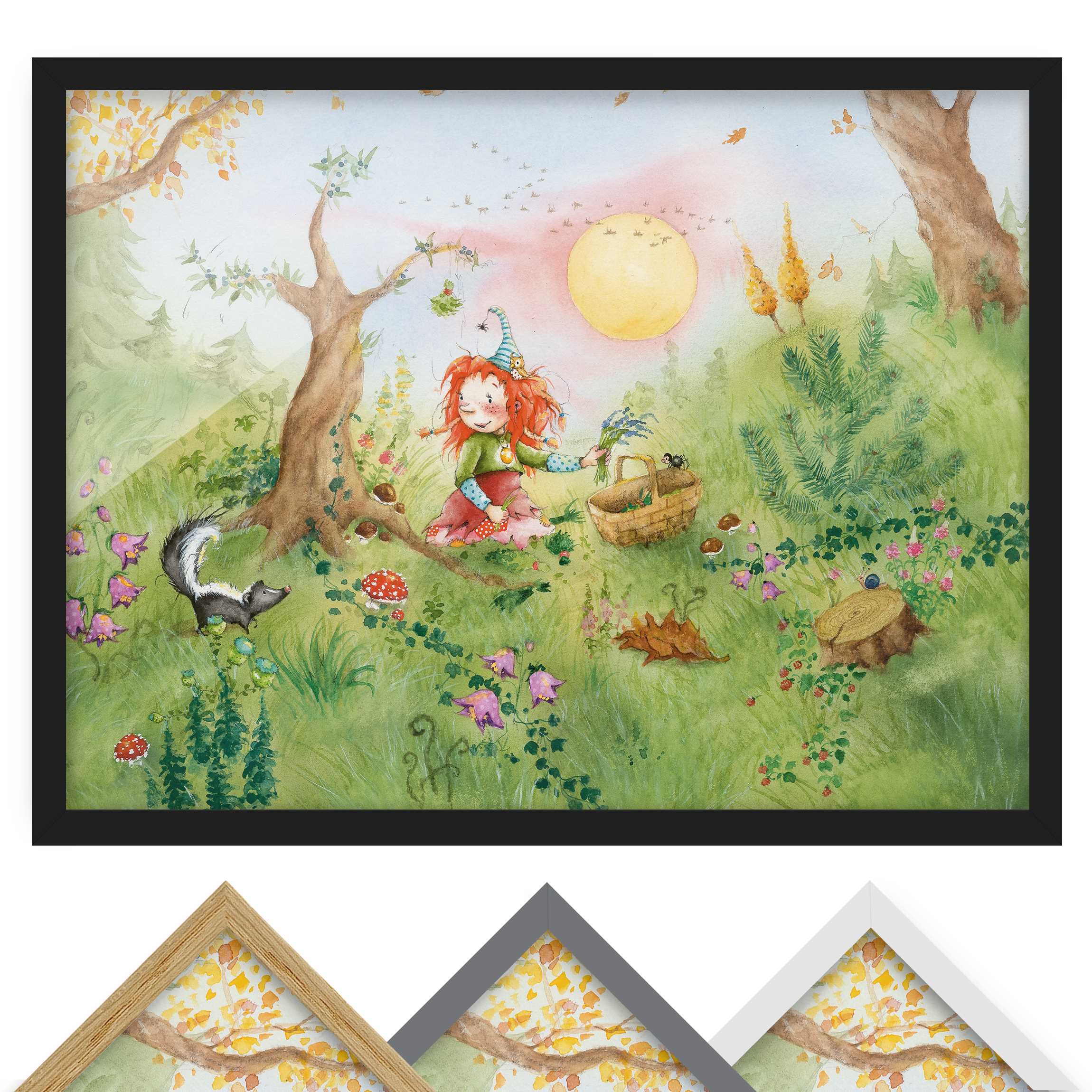 Kinderzimmer Bild mit Rahmen Frida sammelt Kräuter