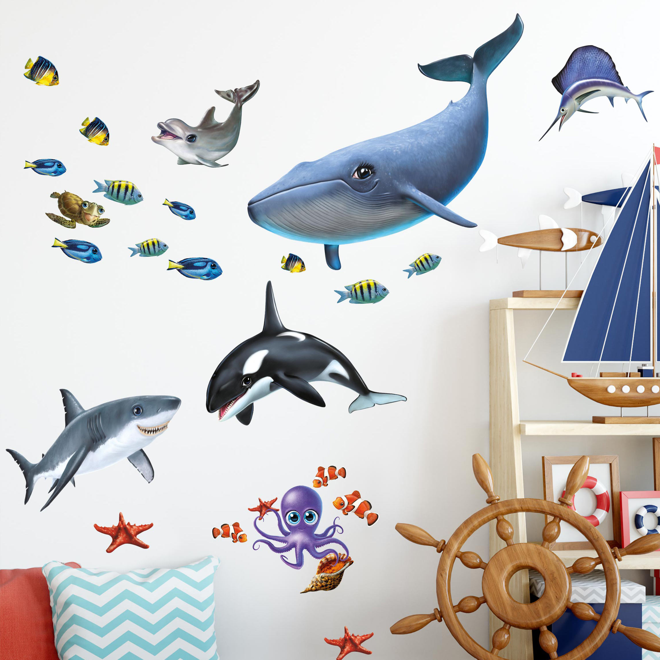 Wandtattoo 25-teilig Animal Club International - Tiere im Meer