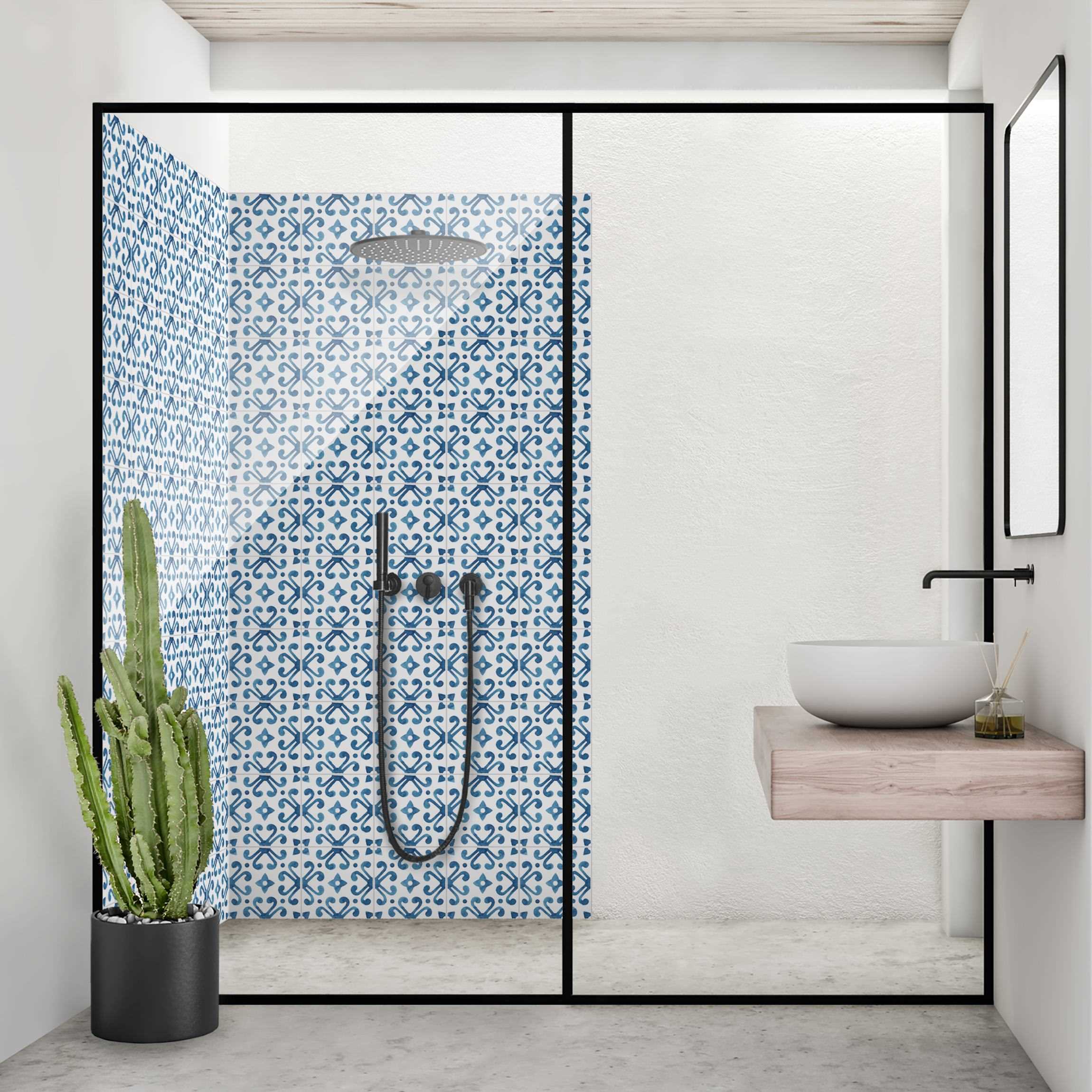 Duschrückwand Aquarell Fliesen - Belém