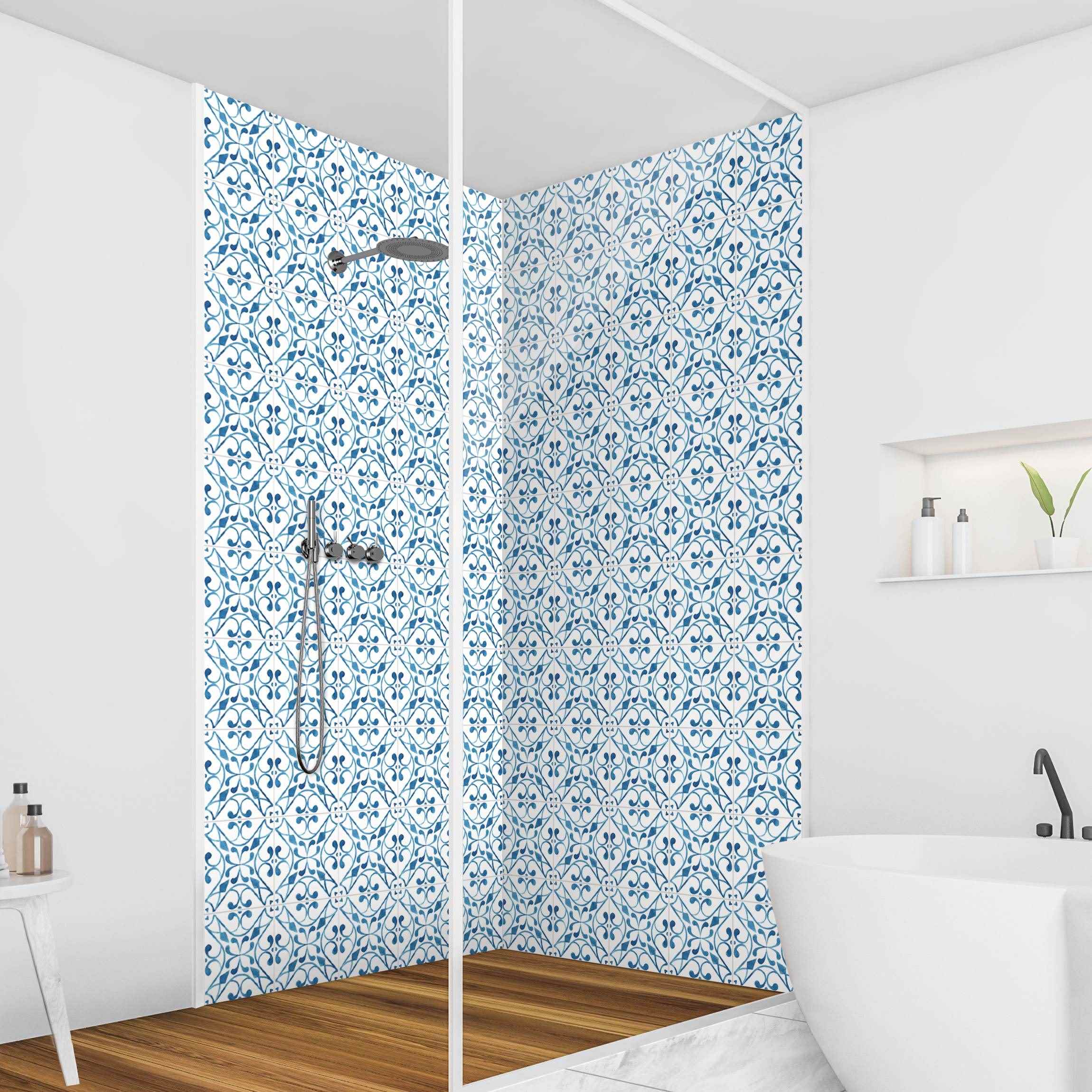 Duschrückwand Aquarell Fliesen - Faro