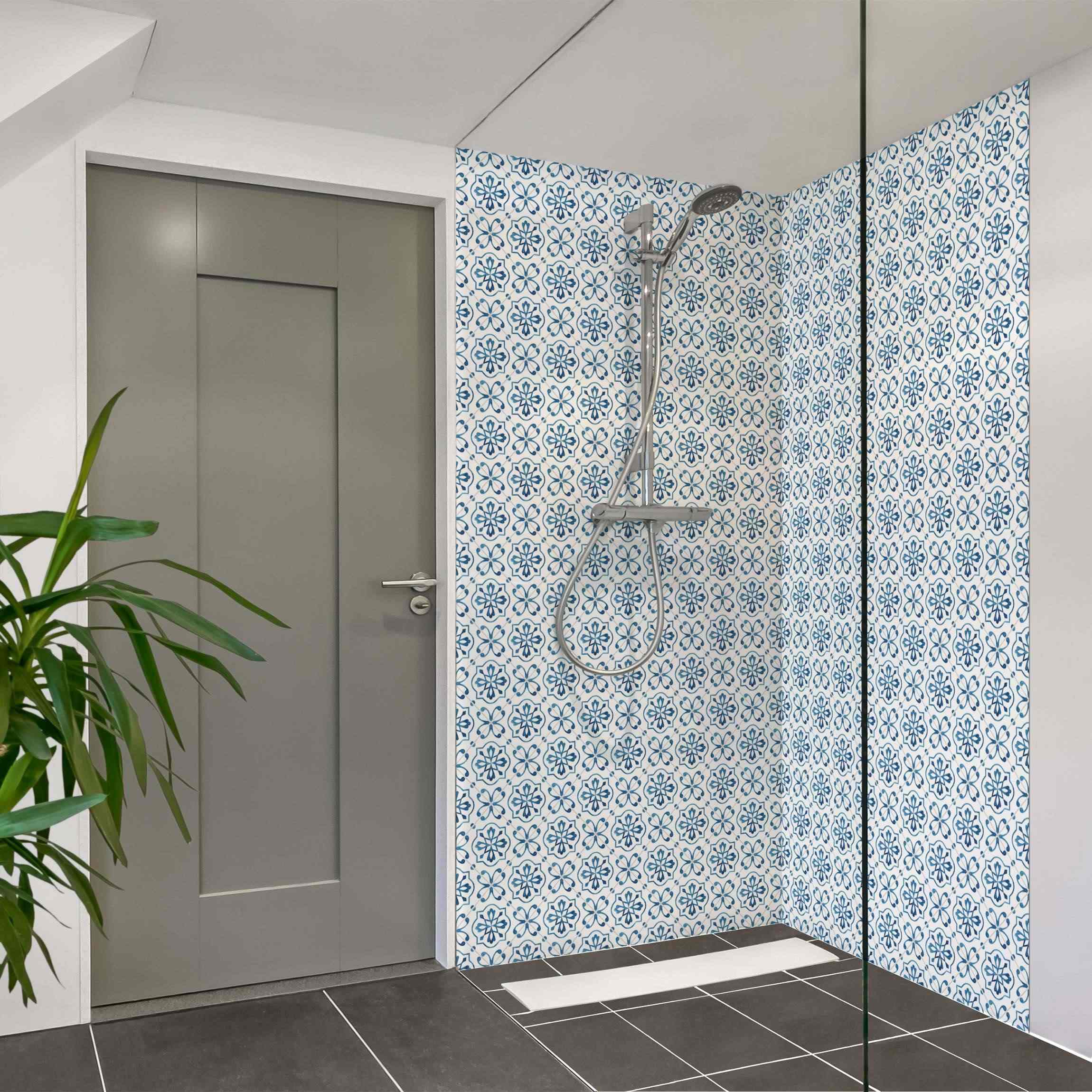 Duschrückwand Aquarell Fliesen - Nazaré