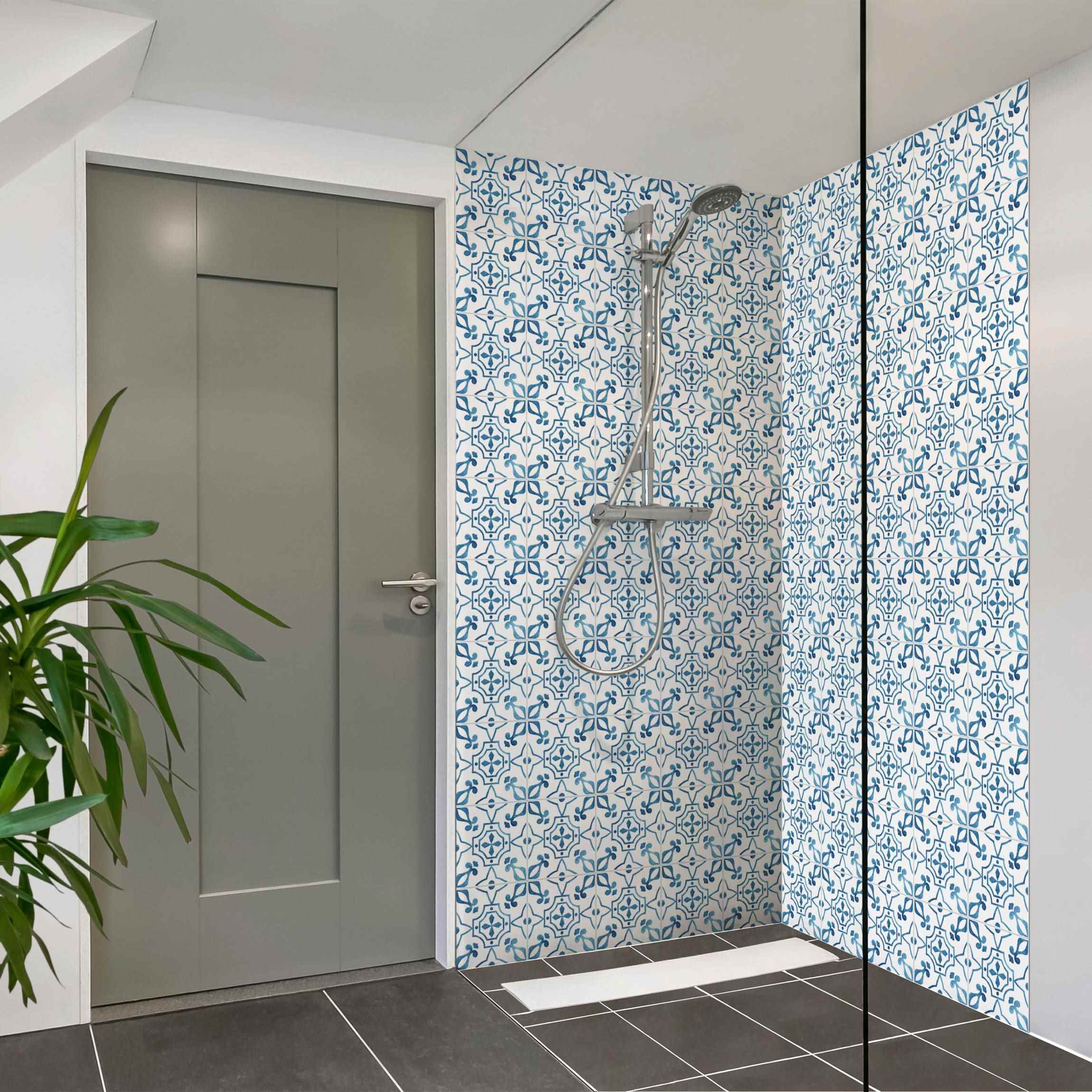 Duschrückwand Aquarell Fliesen - Sagres