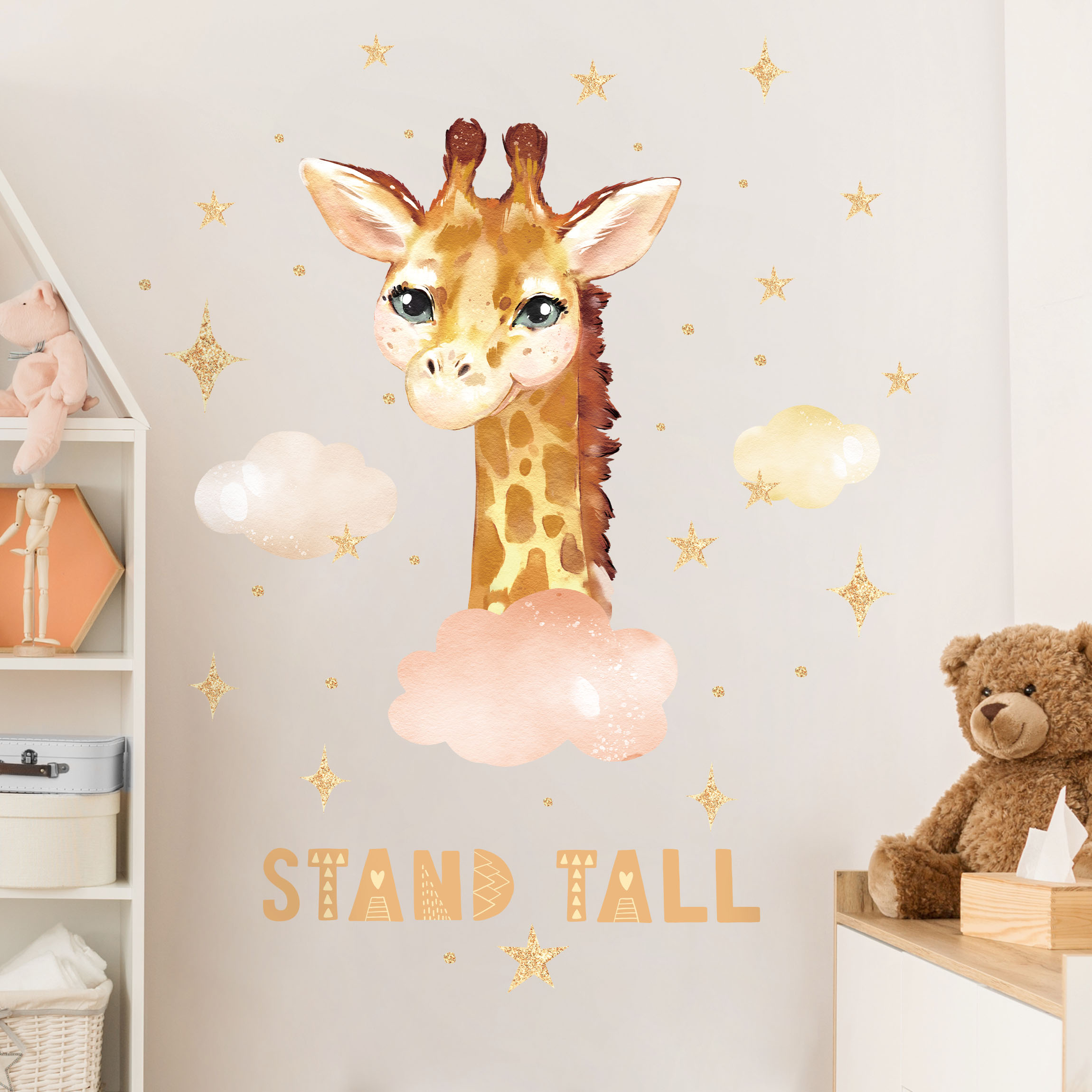 Wandtattoo 37-teilig Aquarell Giraffe - Stand tall