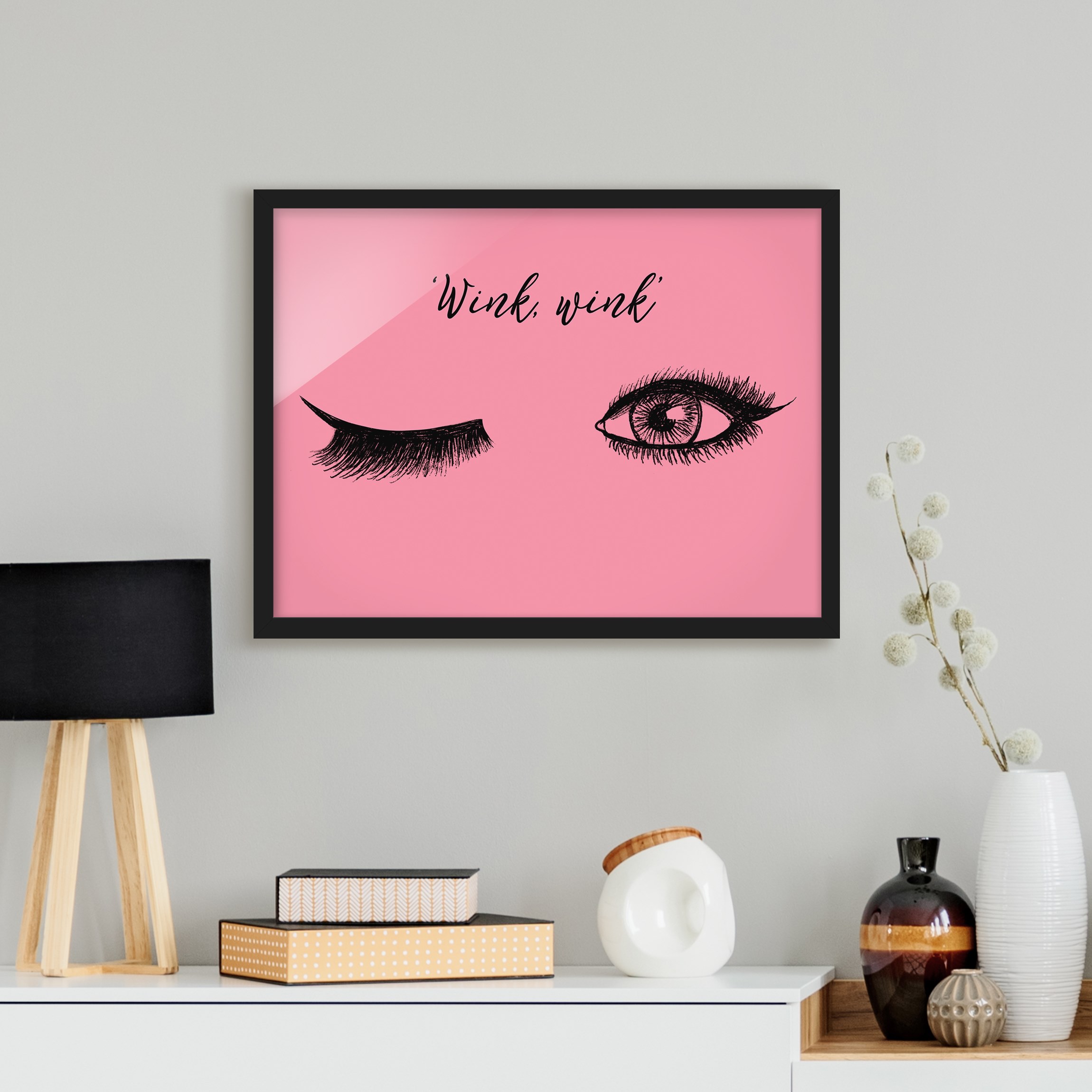 Bild mit Rahmen - Querformat Wimpern Chat - Wink