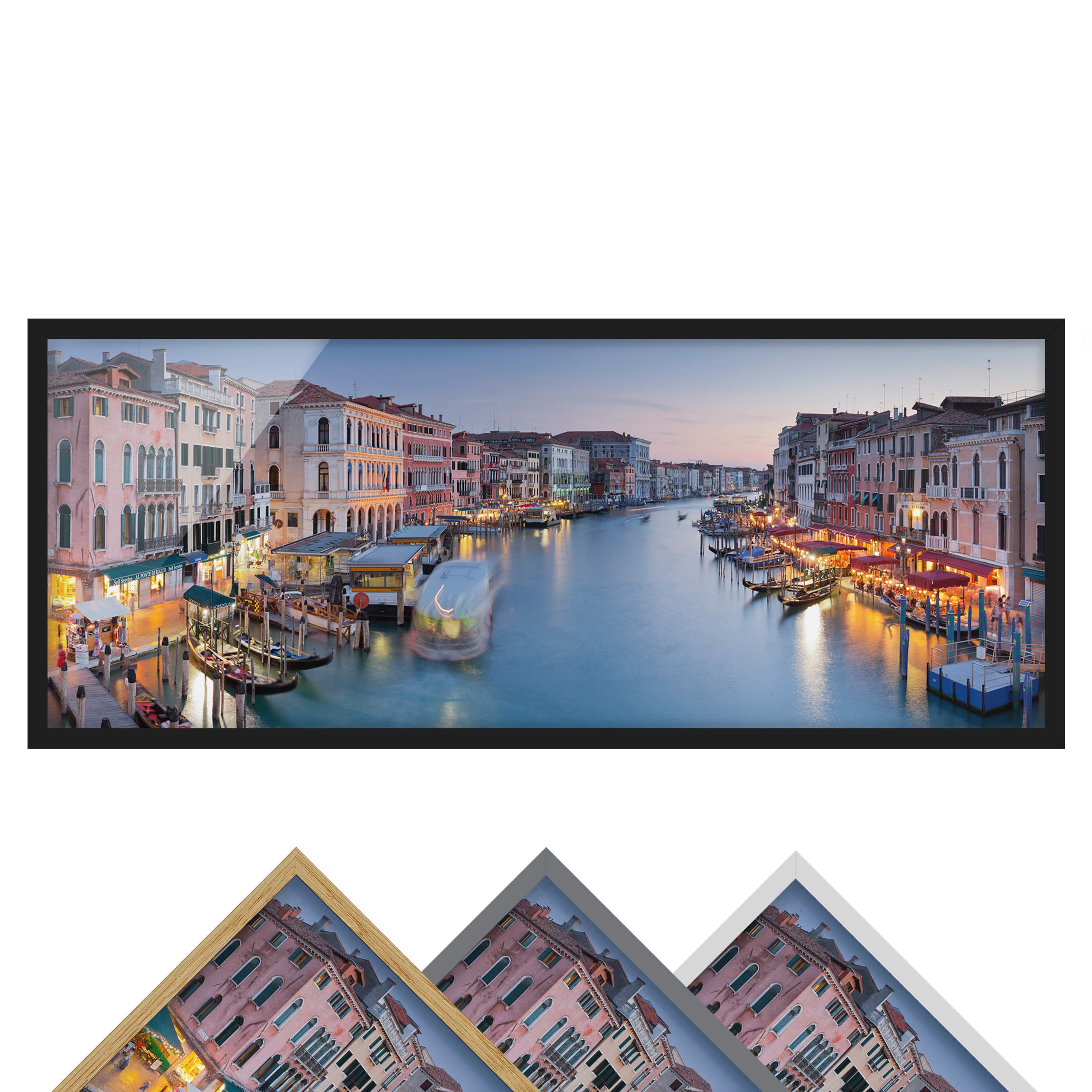 Architektur & Skyline Bild mit Rahmen Abendstimmung auf Canal Grande in Venedig