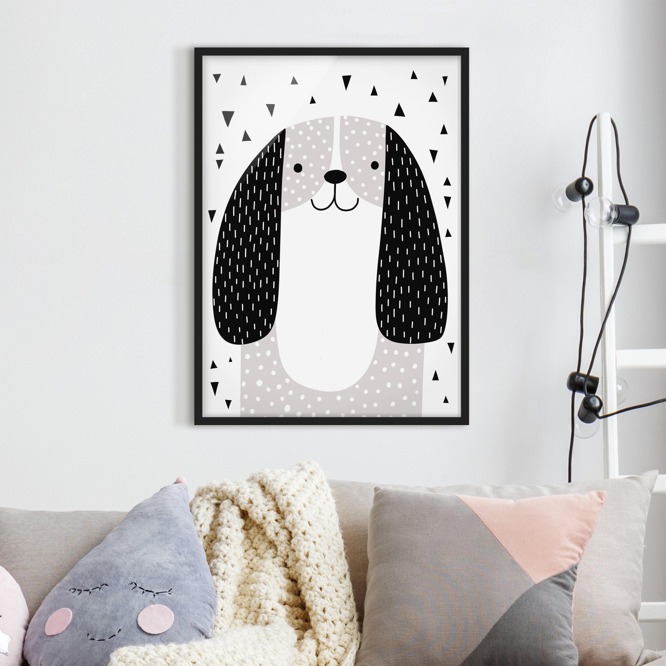 Bild mit Rahmen - Hochformat Tierpark mit Mustern - Hund