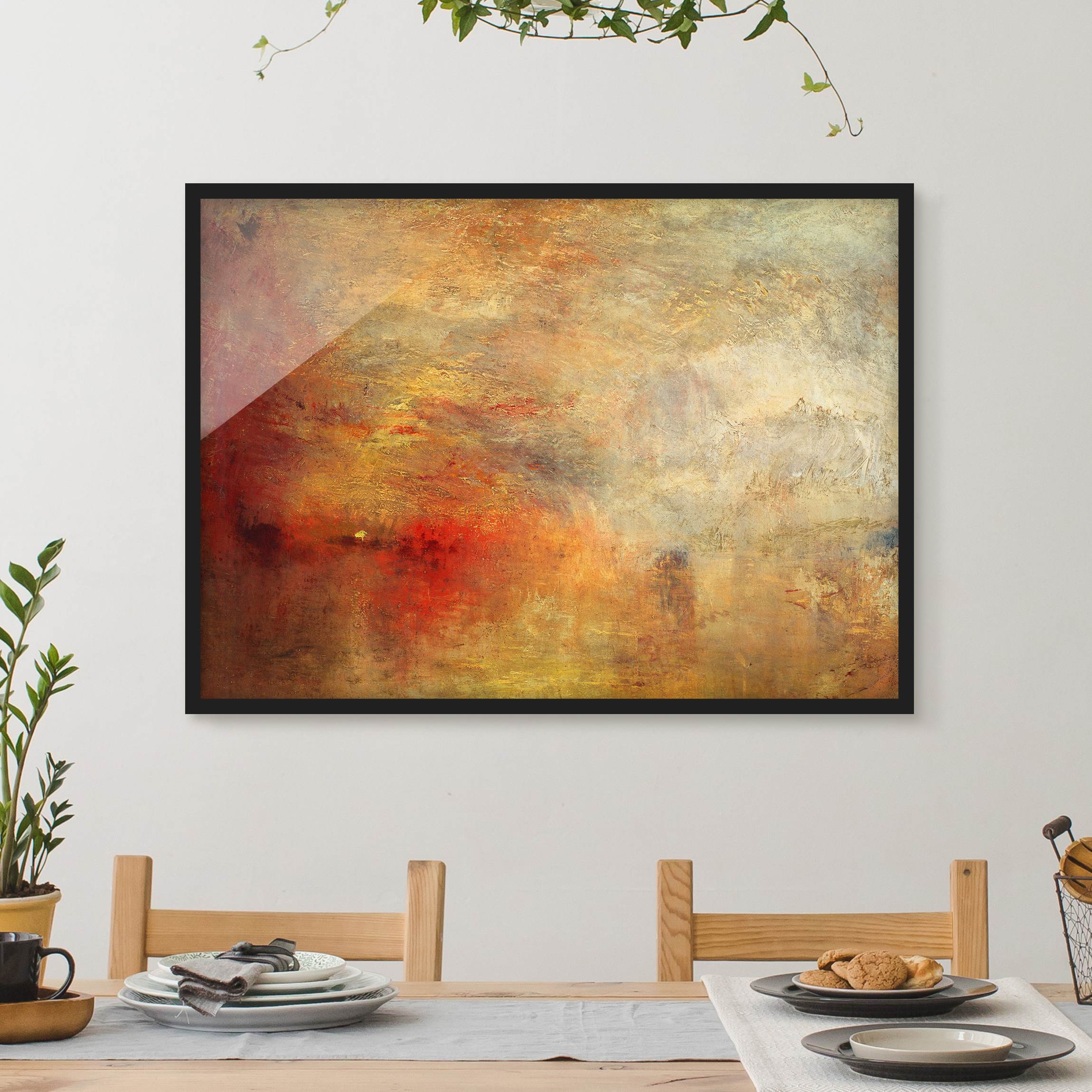 Bild mit Rahmen - Querformat Joseph Mallord William Turner - Sonnenuntergang über einem See