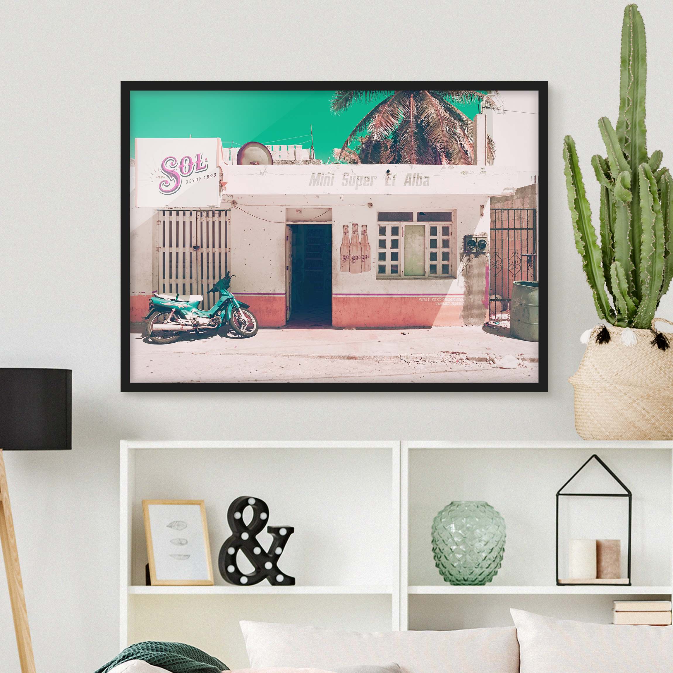 Bild mit Rahmen - Querformat Mini Supermarkt Vintage