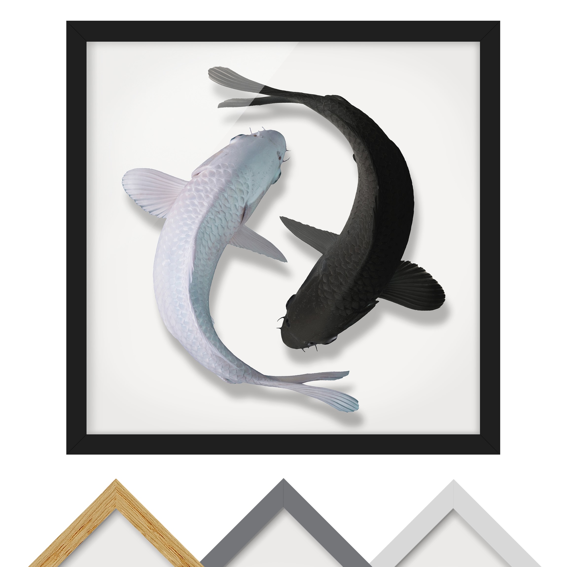 Bild mit Rahmen - Quadrat Fische Ying & Yang