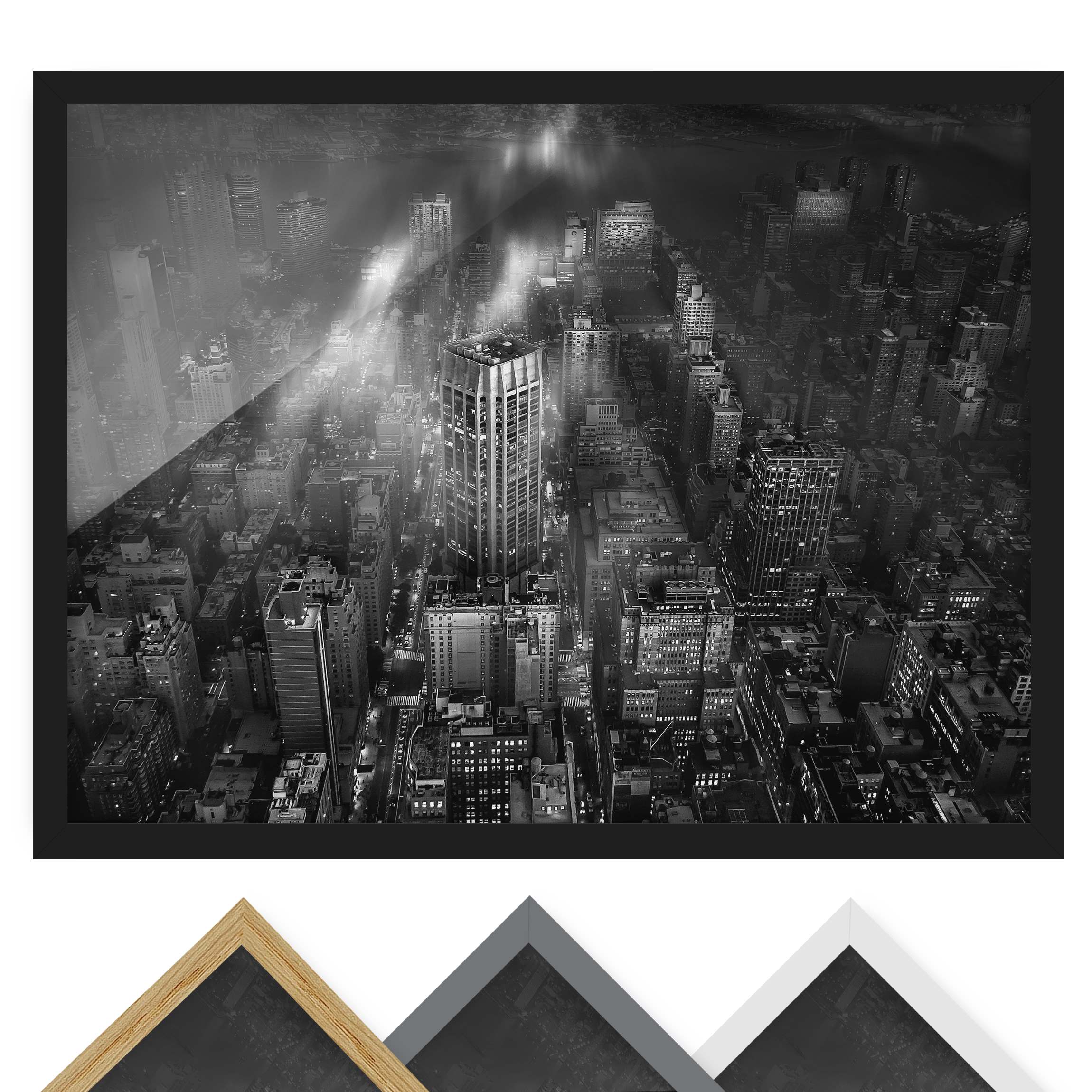 Bild mit Rahmen - Querformat Sonnenlicht über New York City