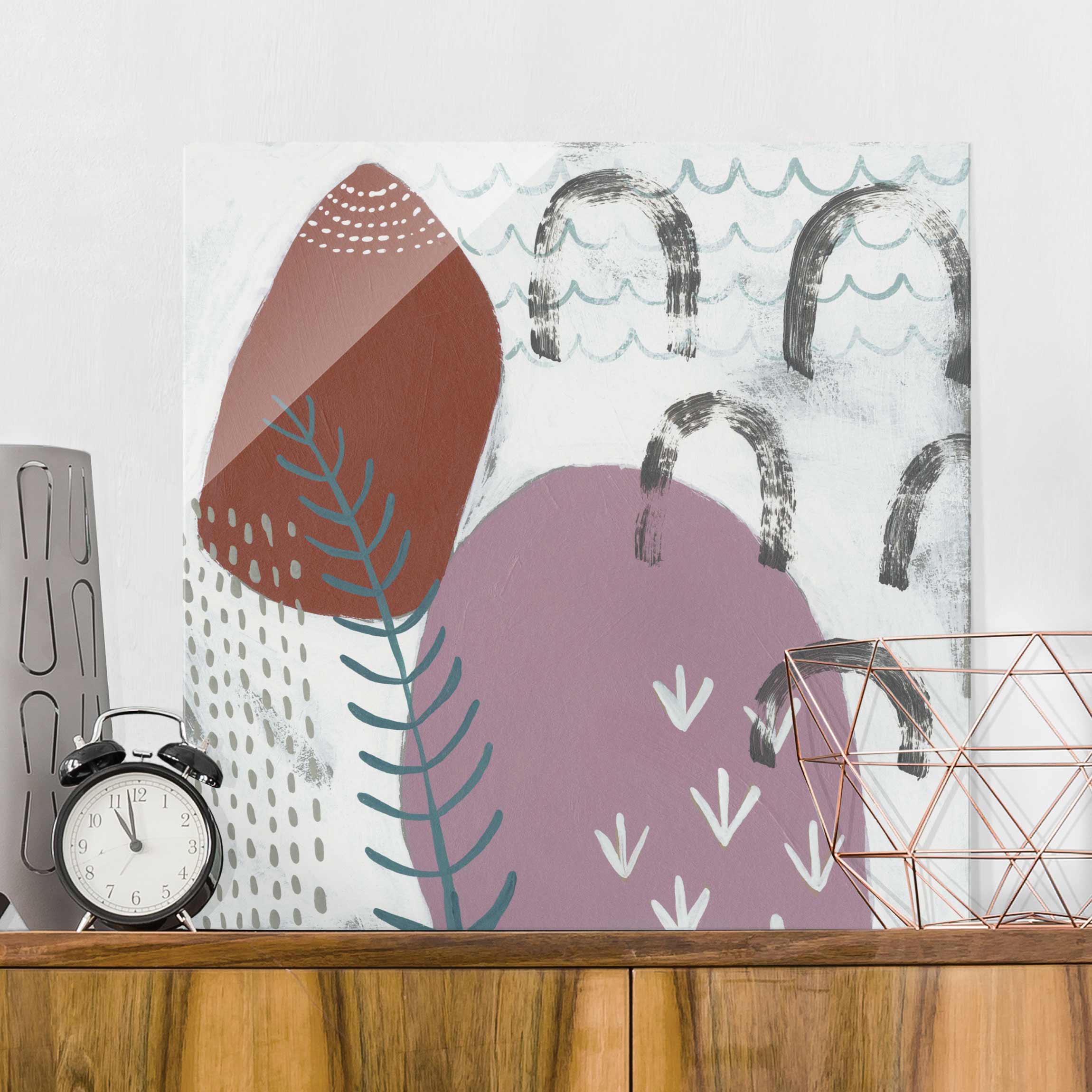 Glasbild - Quadrat Karneval der Formen in Beere II