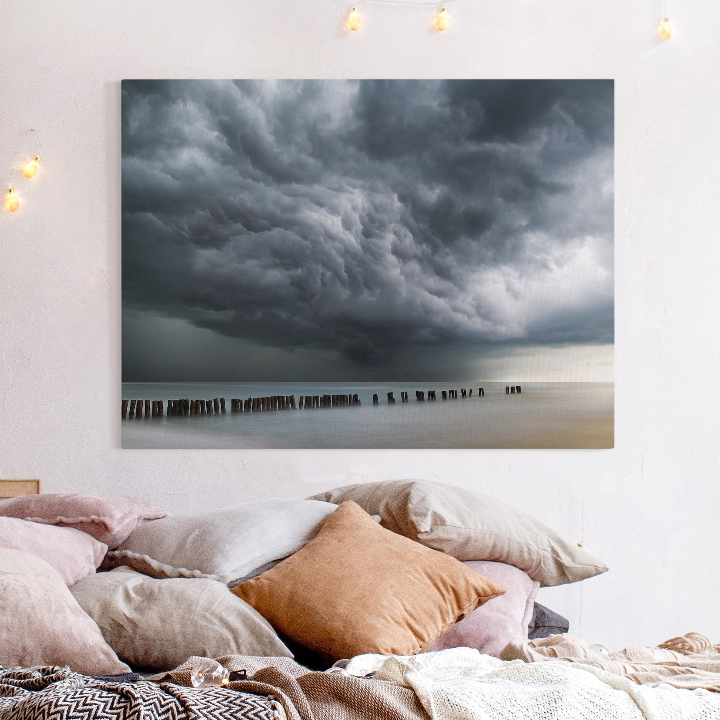 Leinwandbild - Querformat Sturmwolken über der Ostsee
