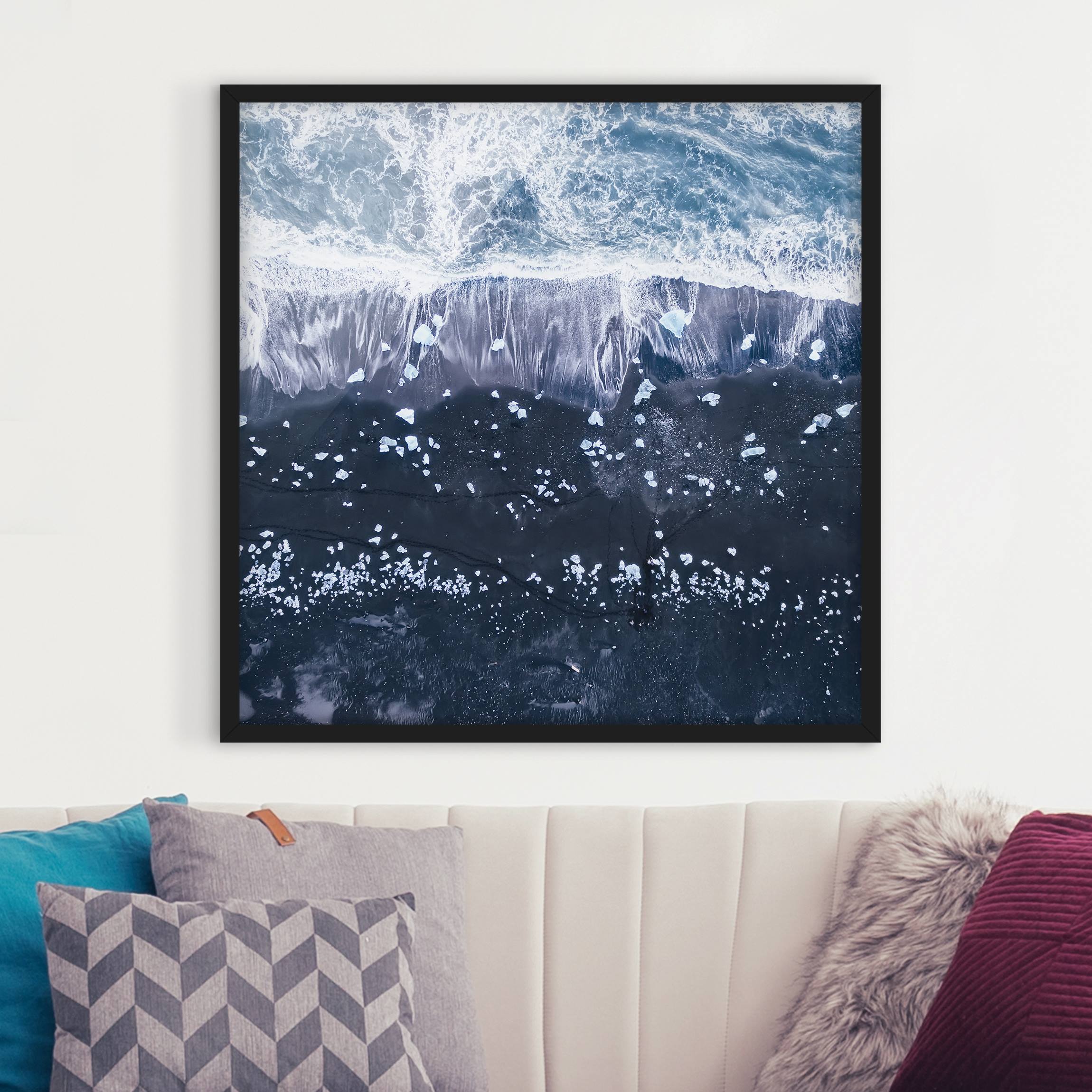 Bild mit Rahmen - Quadrat Luftbild - Jökulsárlón in Island