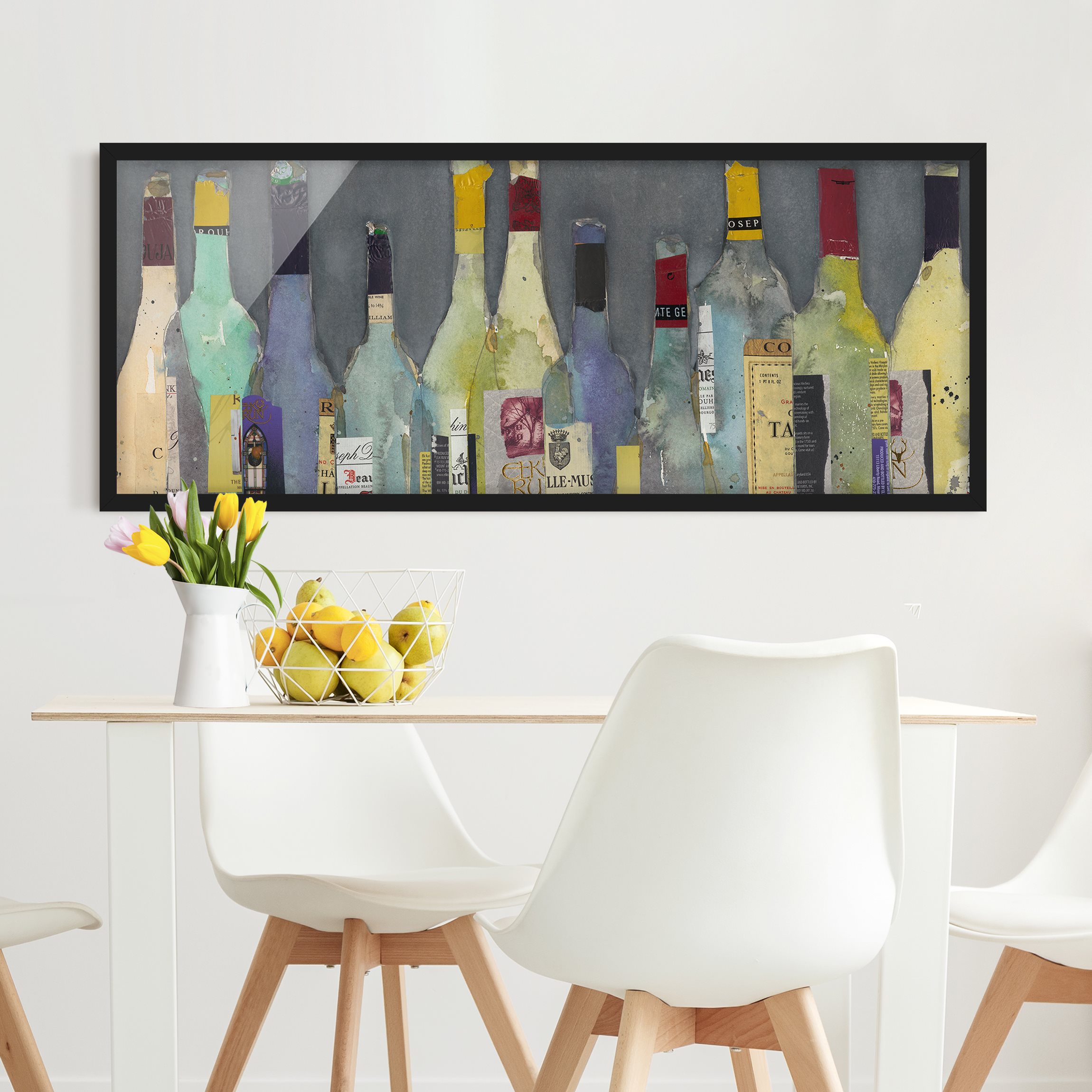 Aquarell Bild mit Rahmen Entkorkt - Spirituosen