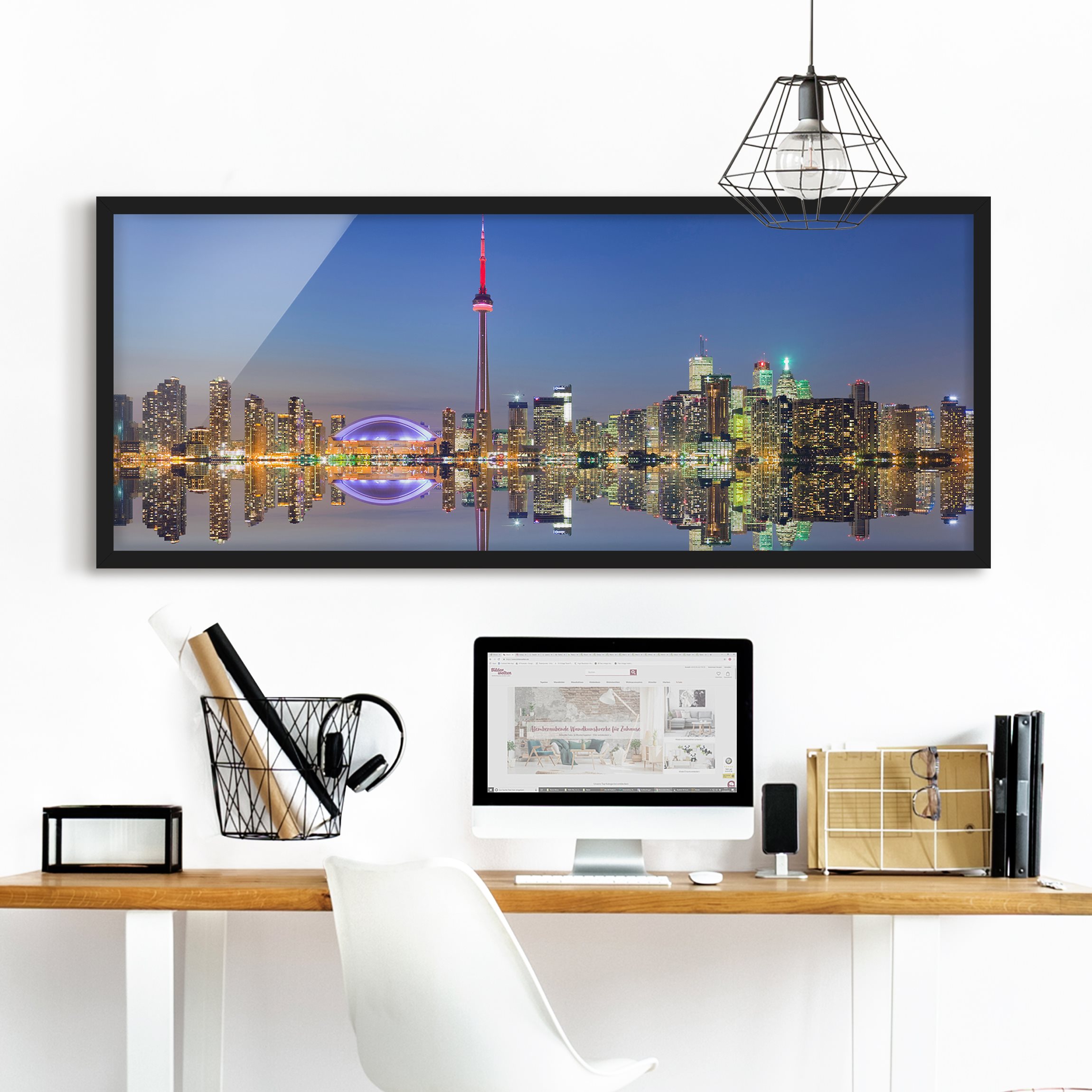 Bild mit Rahmen - Panorama Toronto City Skyline vor Lake Ontario