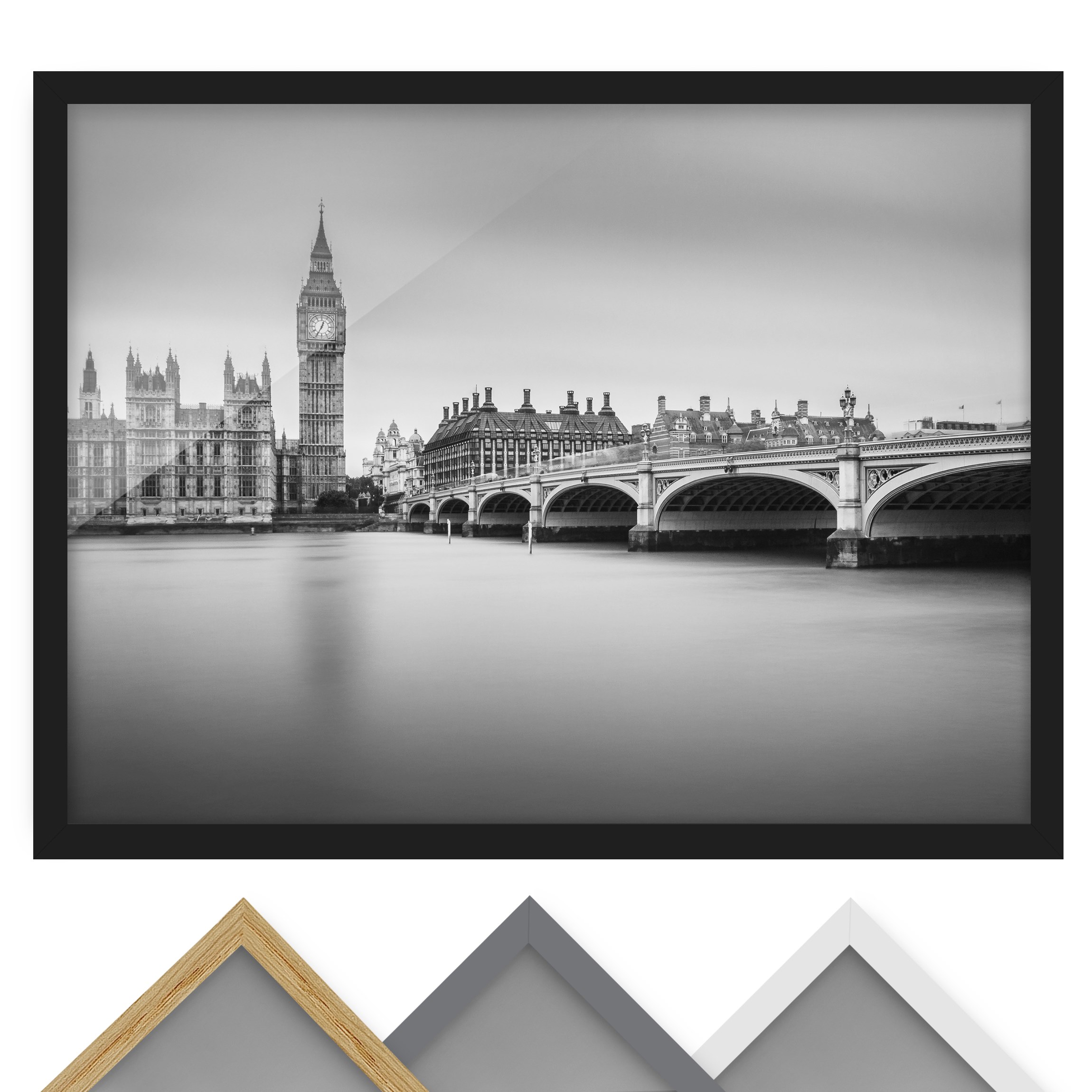Bild mit Rahmen - Querformat Westminster Brücke und Big Ben